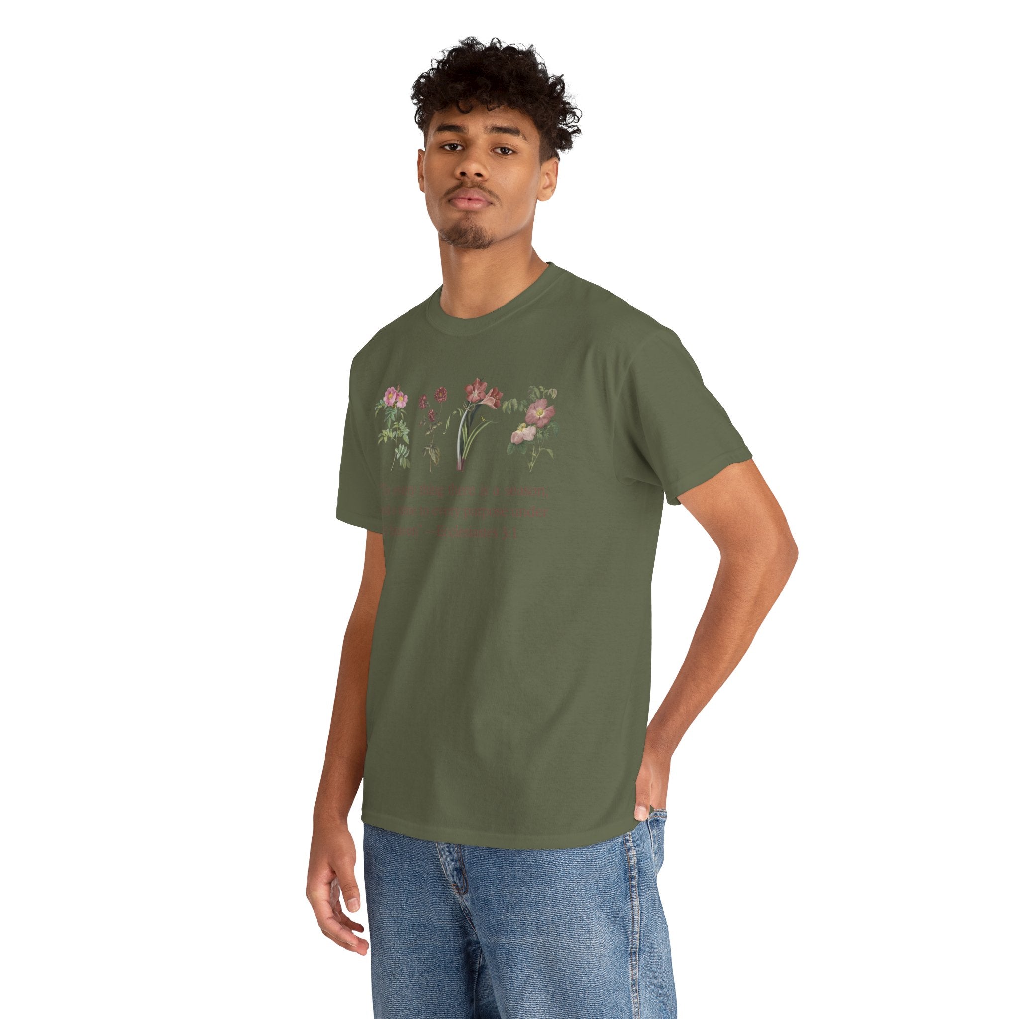 Christian -Biblical Inspirational Floral Quote Tee, Nature Lover Gift, Eco-Friendly Fashion, Casual Everyday Wear