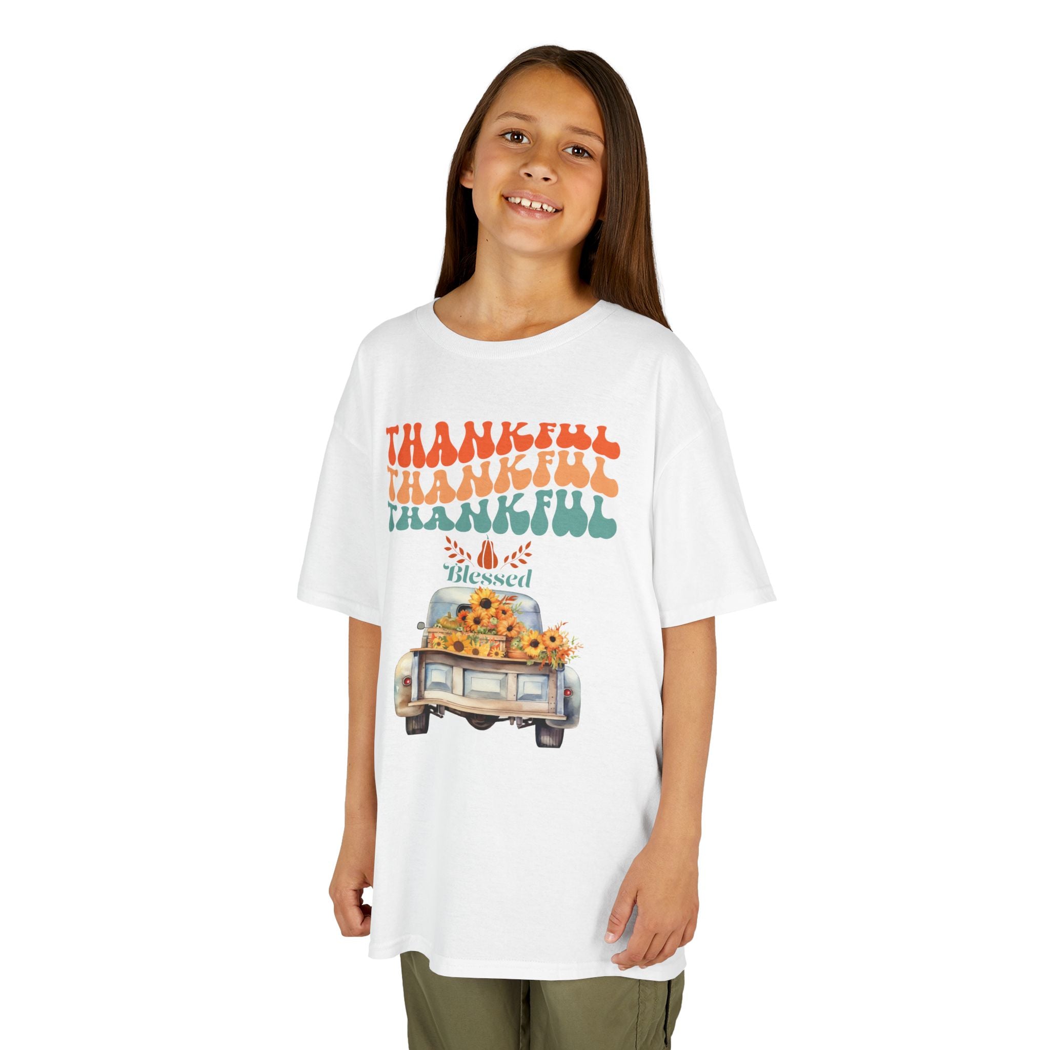 Thankful Kids Tee | Cute Autumn T-Shirt | Thanksgiving Gift | Kids Holiday Wear | Family Gathering Apparel