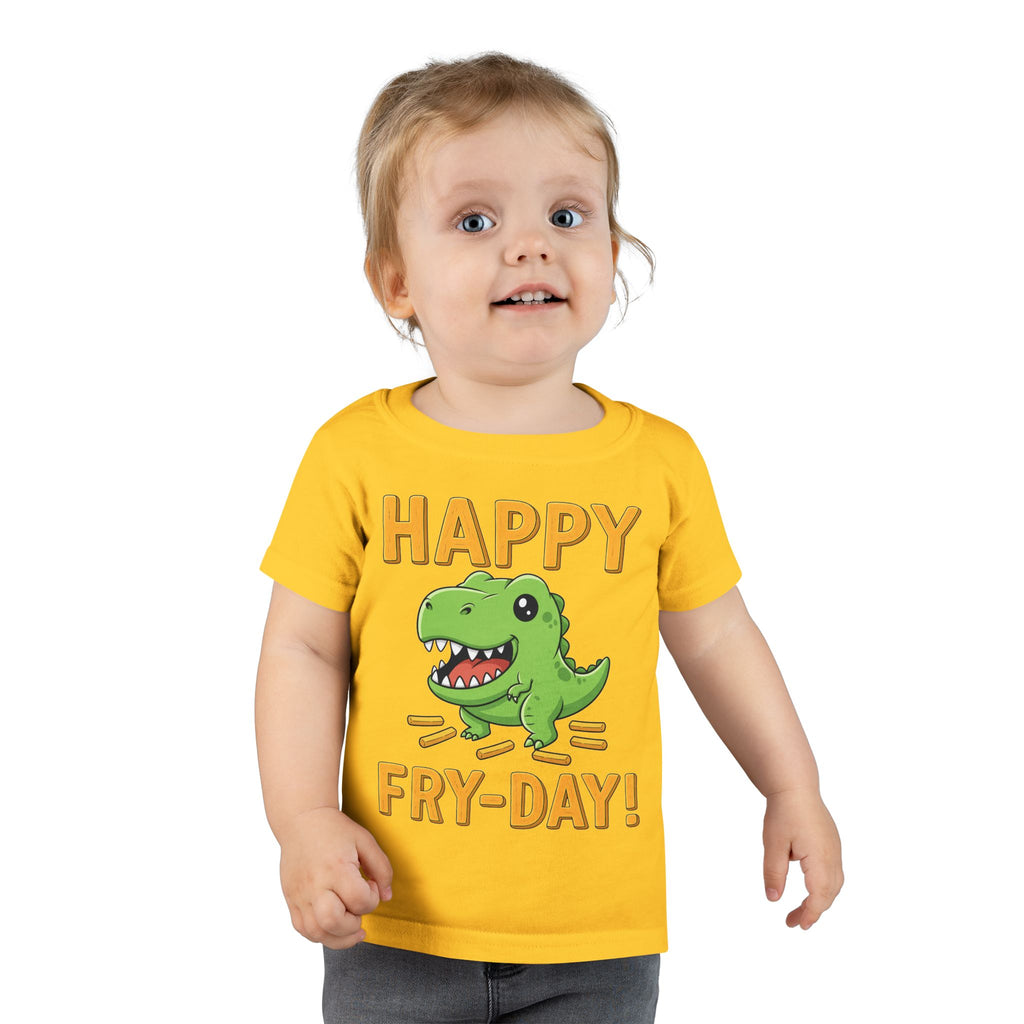 Dino Fry-Day Toddler T-Shirt, Fun Kids Tee, Dinosaur Shirt for Toddlers, Cute Children's Clothing, Toddler Gift Idea