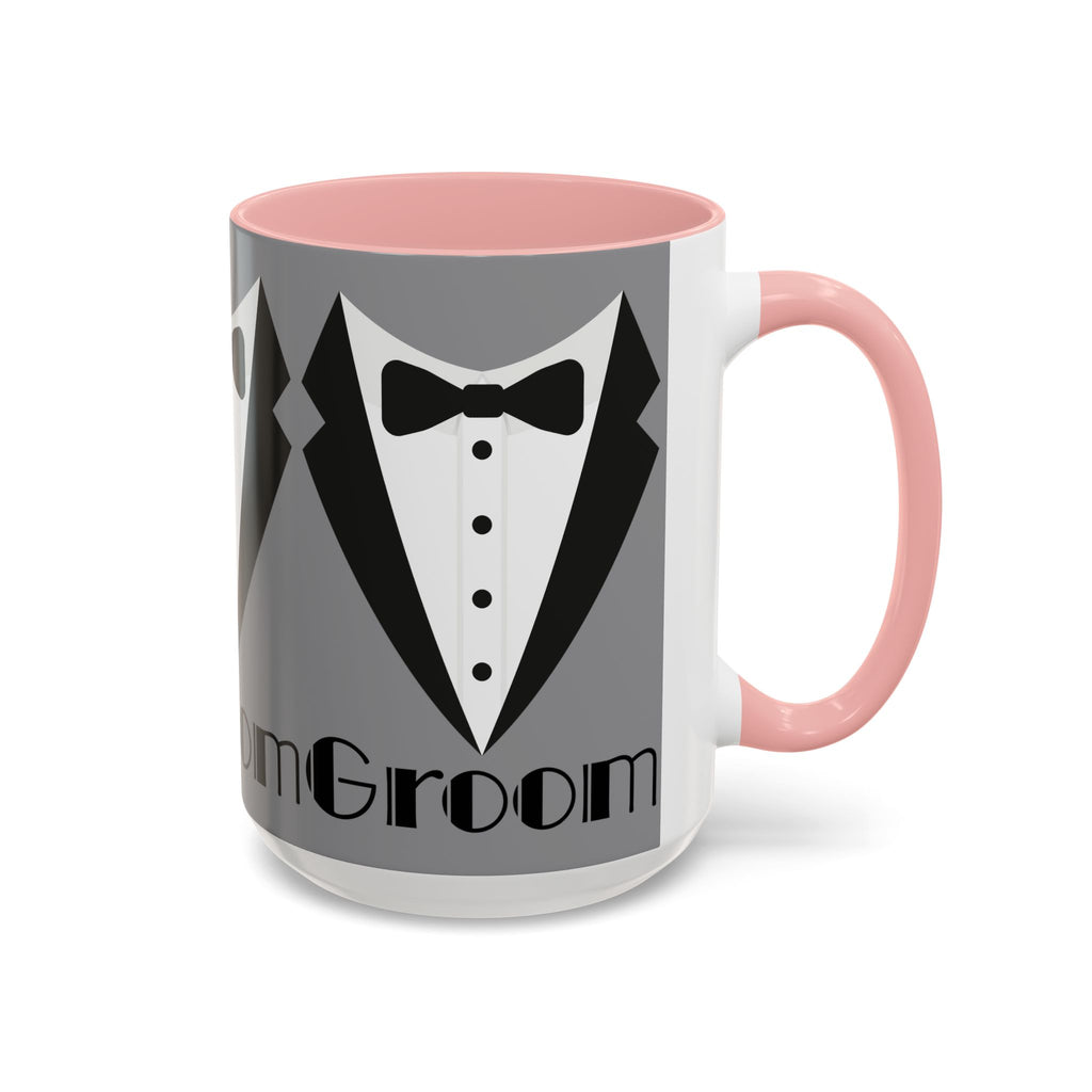 Groom Coffee Mug, Wedding Gift, Groomsmen Party Mug, Black and White Accent Mug, Engagement Celebration