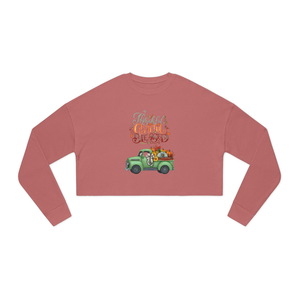 Thankful Vibes Cropped Sweatshirt with Pumpkin Truck, Women's Fall Apparel, Cozy Sweatshirt, Holiday Gift, Thanksgiving Outfit (Different design upon request.)