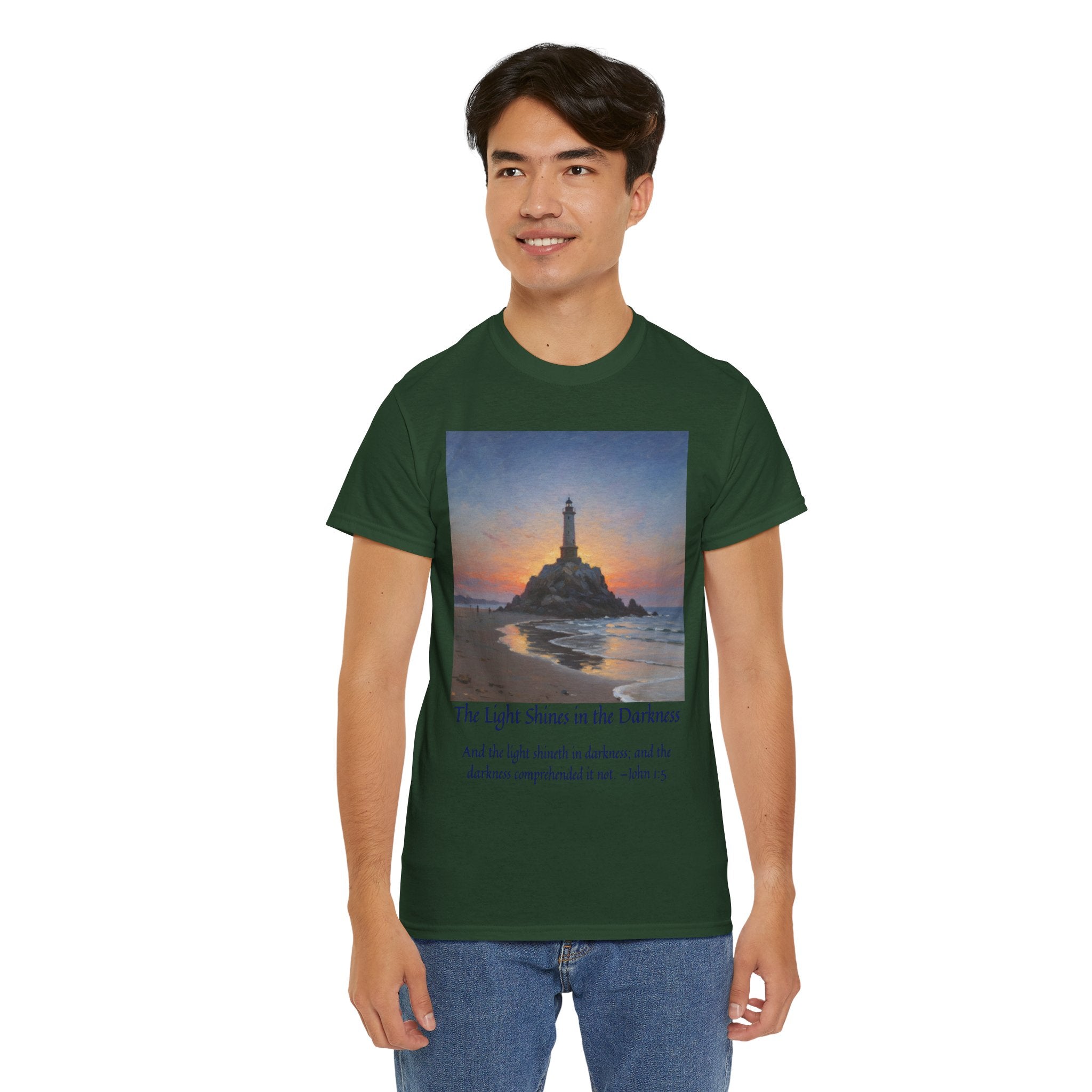 Light in Darkness Unisex Cotton Tee-inspired by Monet, Inspirational Shirt, Bible Verse Tee, Faith-Based Apparel, Perfect Gift for All Occasions