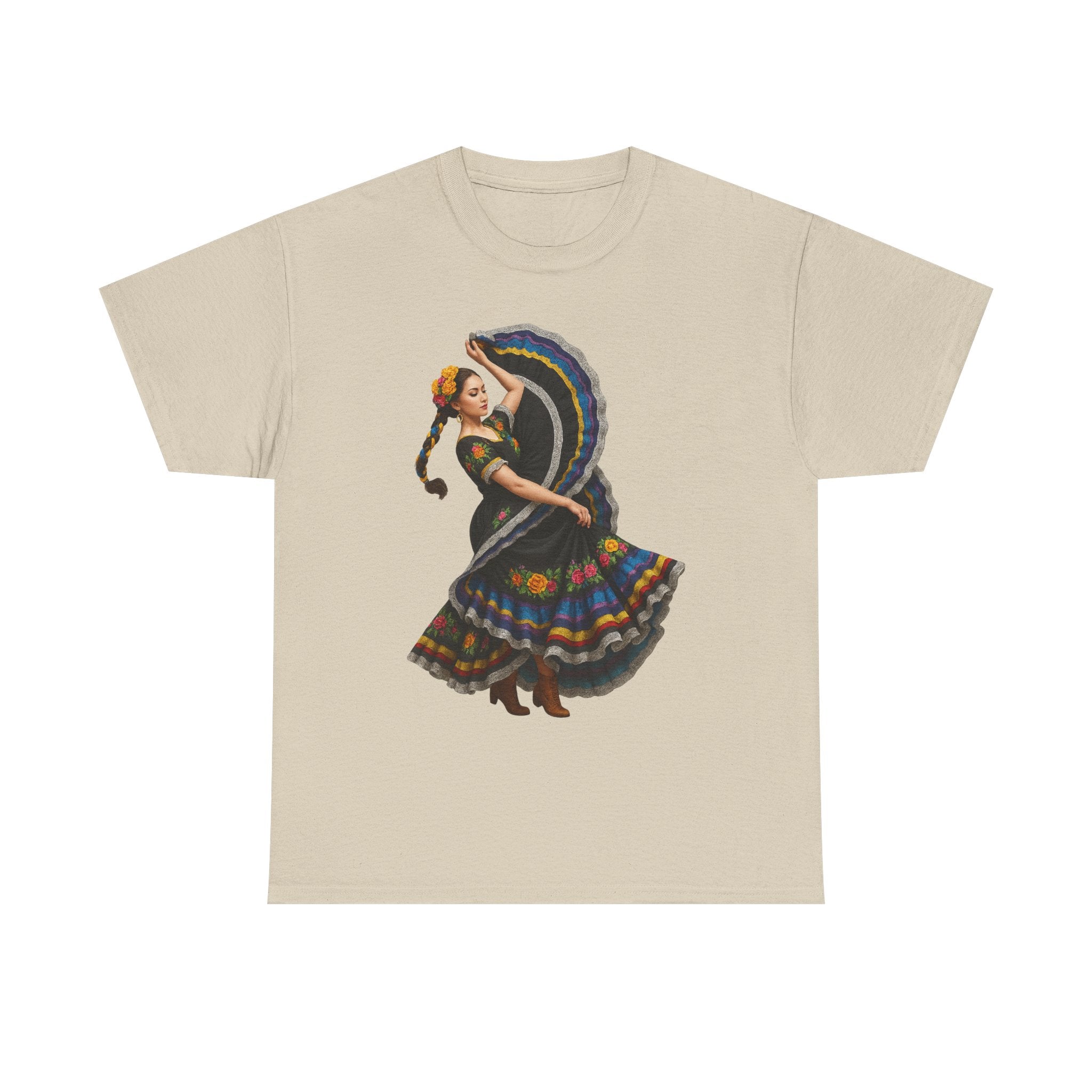 Folklórico Cultural Dance Graphic Tee, Unisex Heavy Cotton T-Shirt, Festival Apparel, Bohemian Style Shirt, Gift for Dancers, Ethnic Art Tee