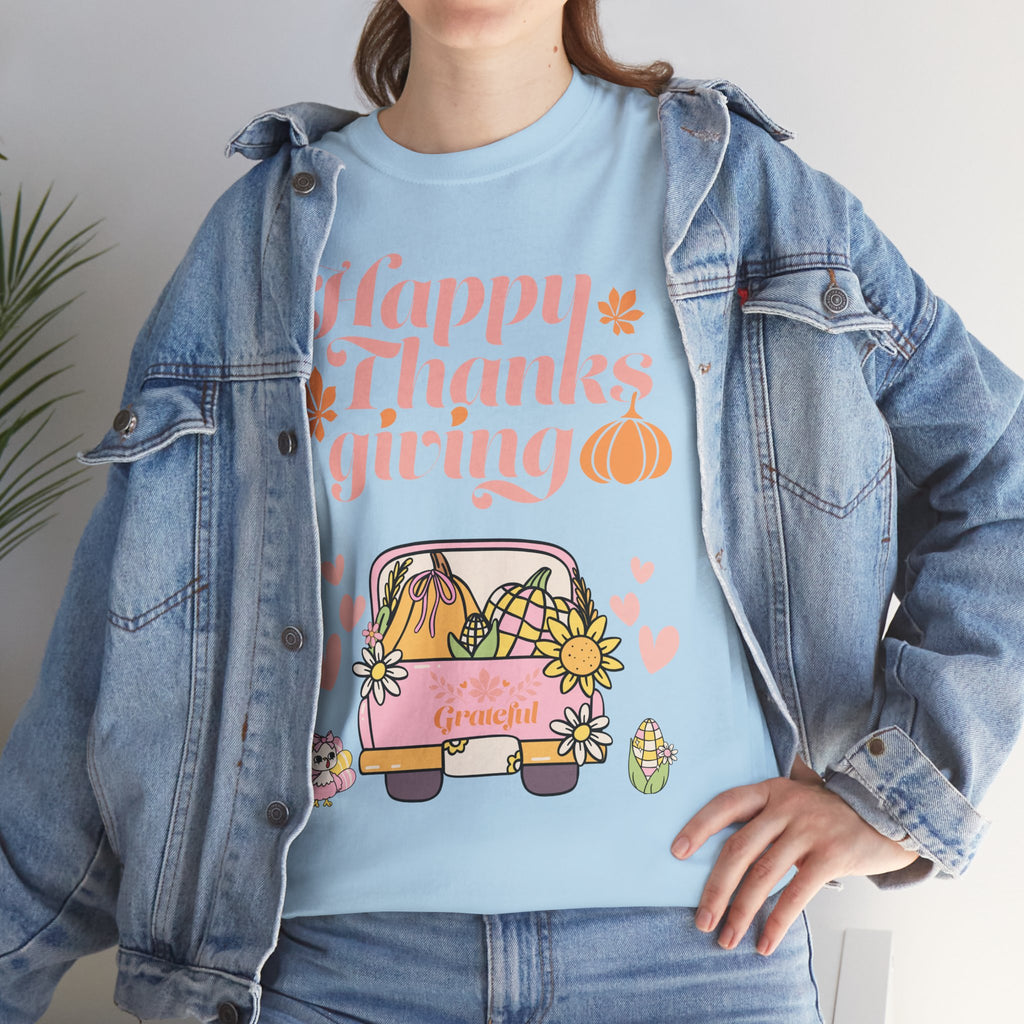 Happy Thanksgiving Unisex Tee | Cozy Autumn Shirt for Family Gatherings, Thanksgiving Celebration, Fall Fashion, Cute Gift Idea