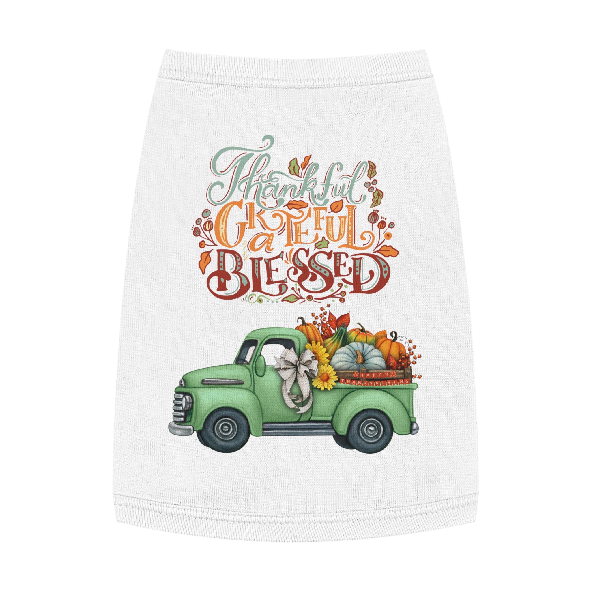 Thankful Pet Tank Top | Grateful & Blessed | Fall Dog Apparel | Cute Pet Outfit | Pumpkin Theme | Autumn Dog Clothing