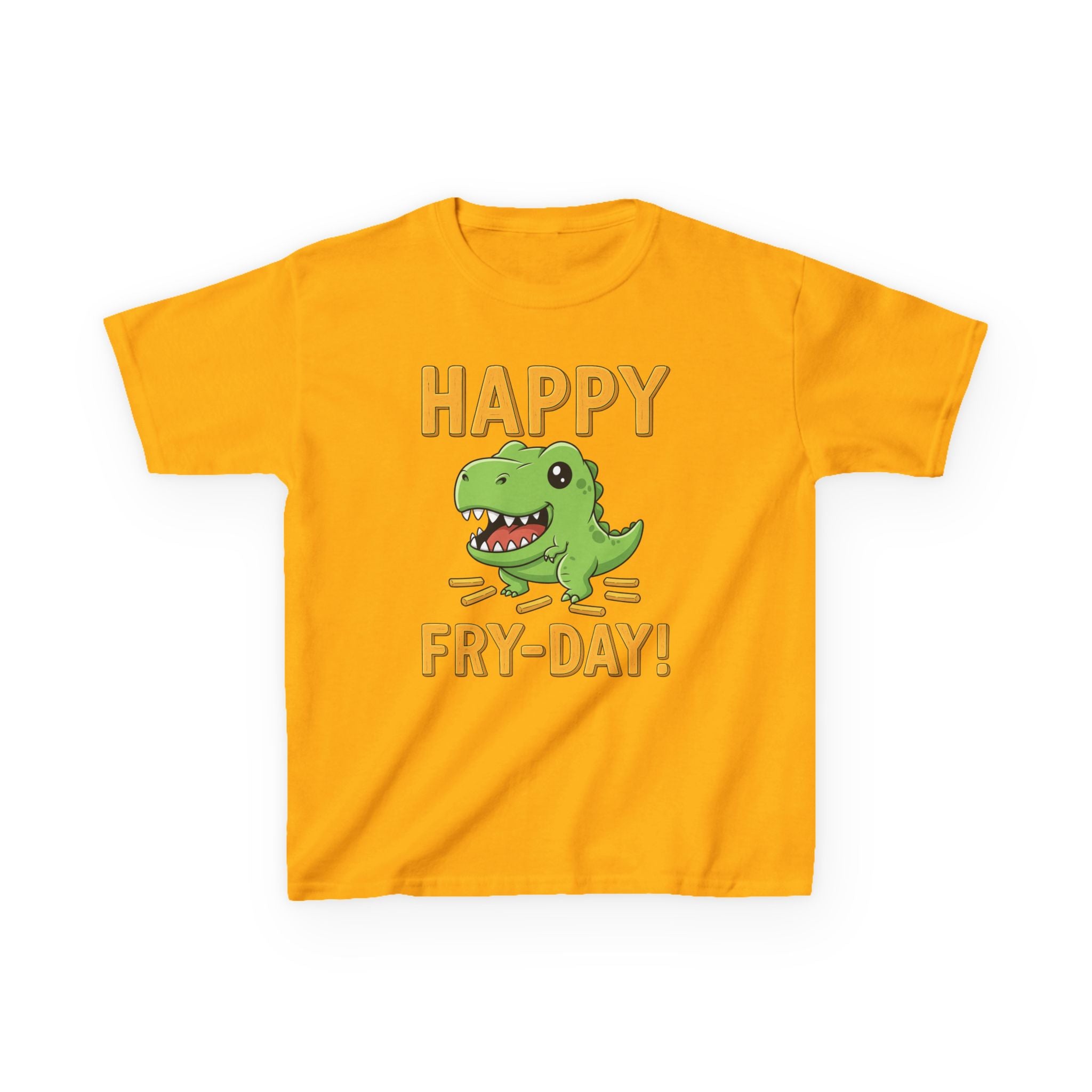 Happy Fry-Day Kids Tee, Fun Dinosaur T-Shirt, Kids Cotton Shirt, Birthday Gift, Everyday Wear, Summer Fun, Playful Tee