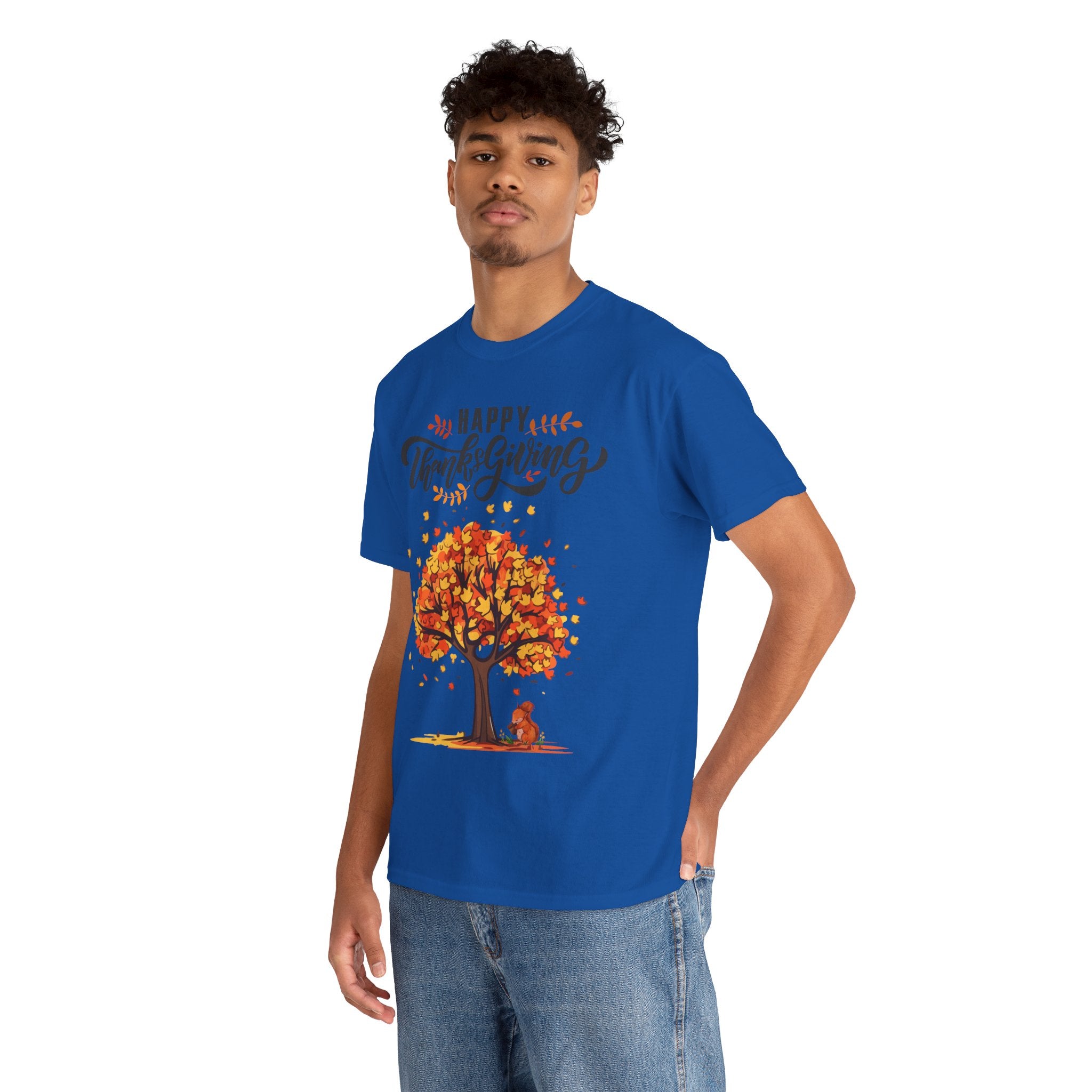 Happy Thanksgiving Tree Unisex Tee, Autumn Shirt, Holiday Apparel, Fall Fashion, Seasonal Gift