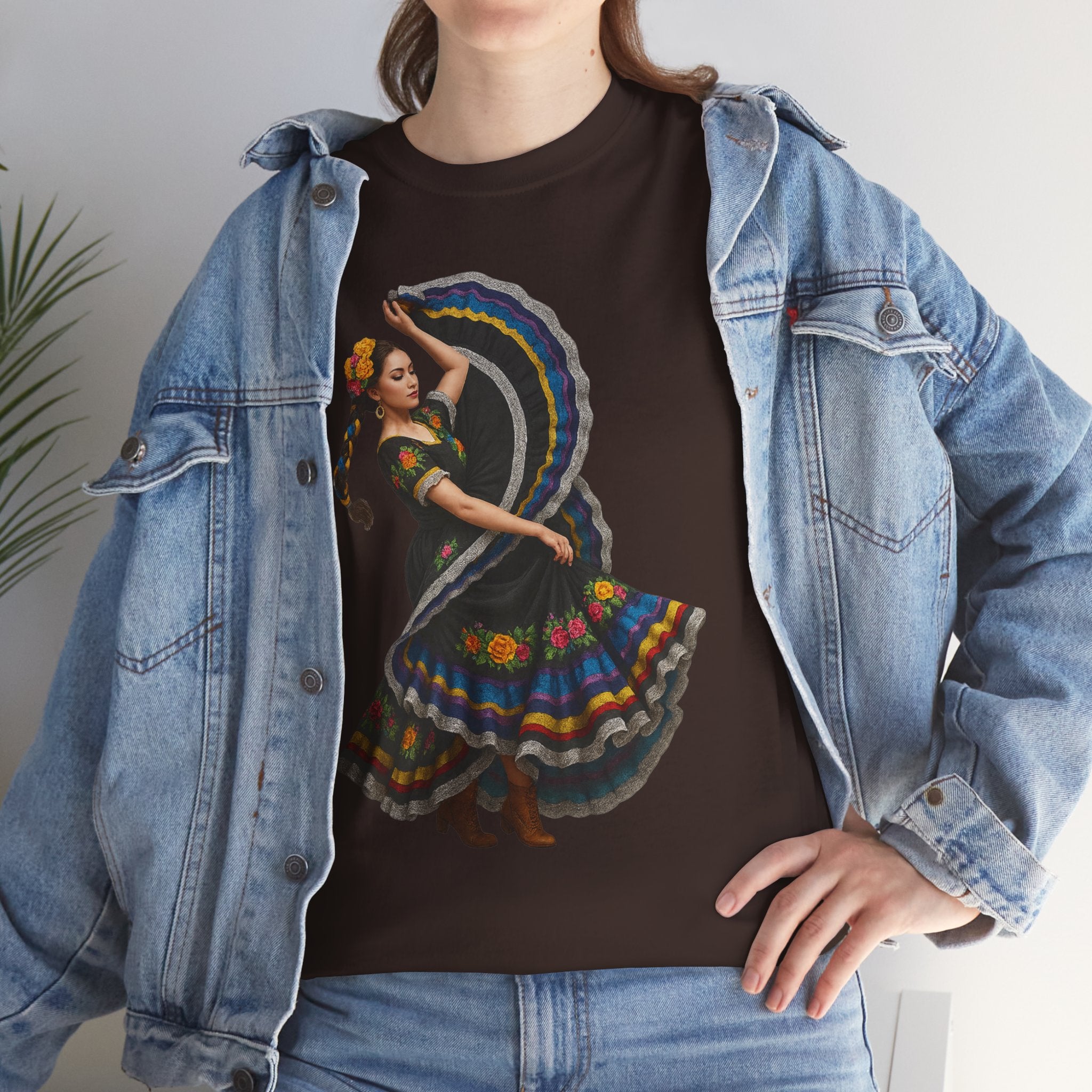 Folklórico Cultural Dance Graphic Tee, Unisex Heavy Cotton T-Shirt, Festival Apparel, Bohemian Style Shirt, Gift for Dancers, Ethnic Art Tee