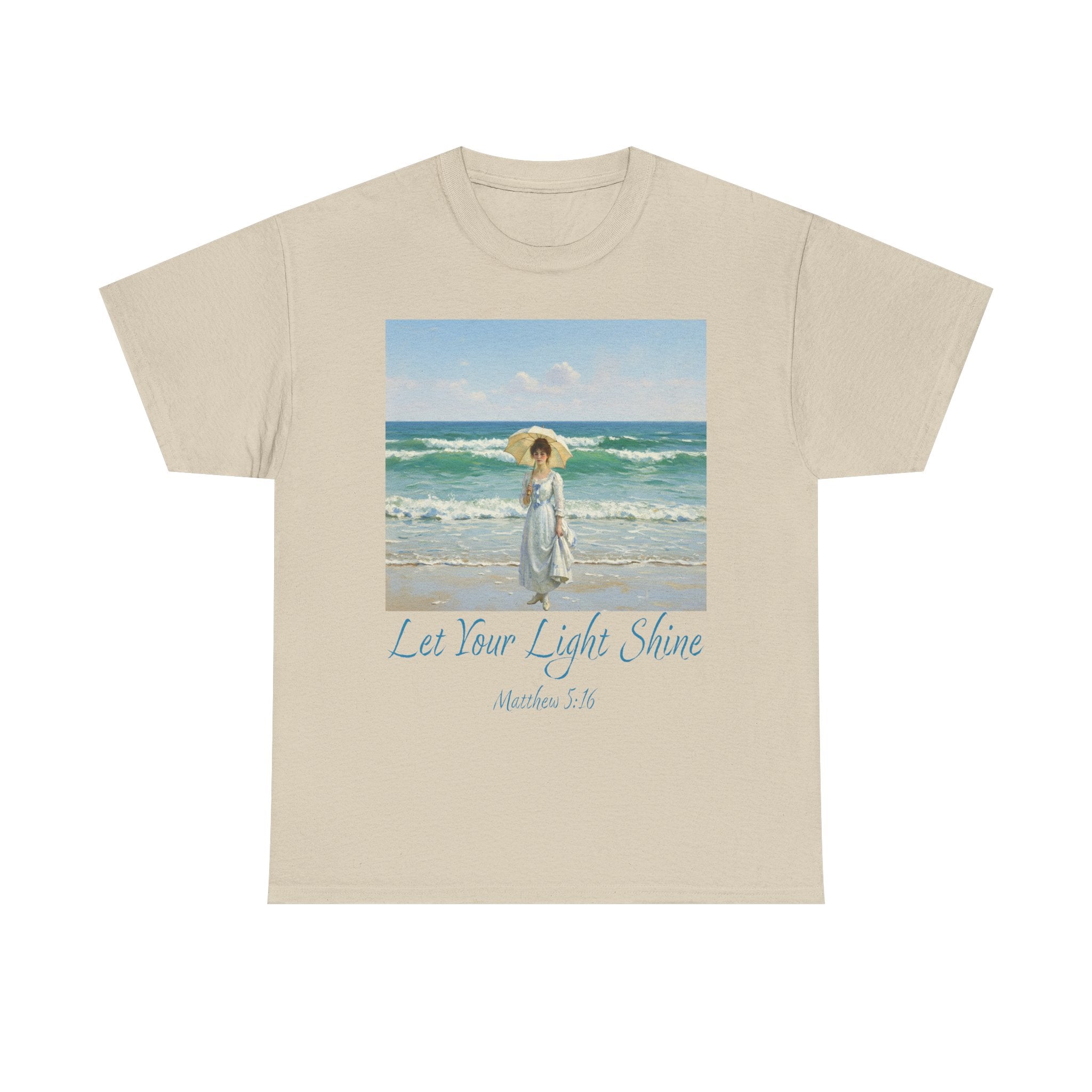 Let Your Light Shine- A Figure with a Parasol-Monet Style- Unisex Cotton Tee, Beach Vibes Shirt, Inspirational Summer Tee, Casual Gift for Her, Perfect for Days at the Shore