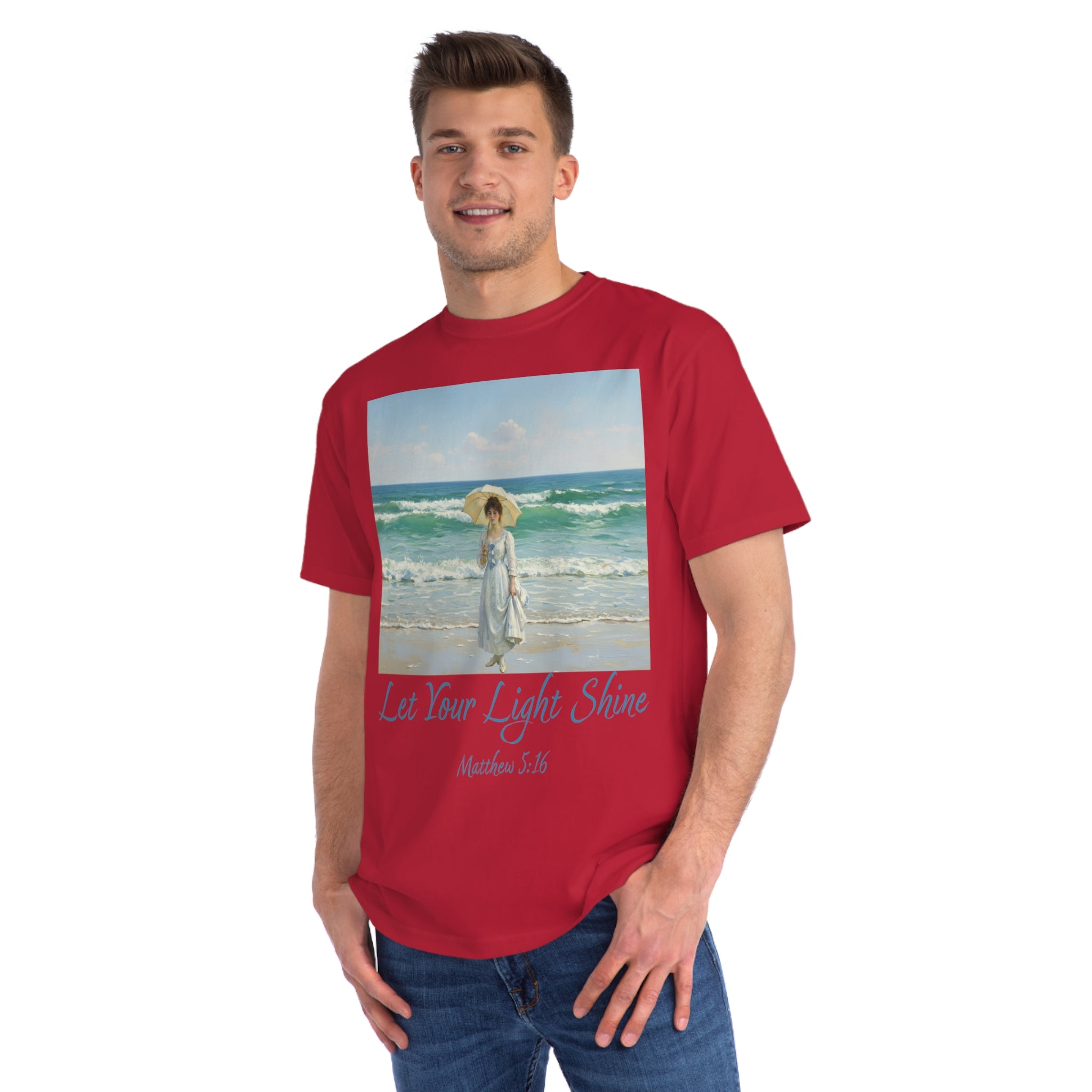 Organic Unisex Classic T-Shirt - Inspirational Beach Art, Let Your Light Shine Design-Figure with a Parasol- Monet Style, Perfect Gift for Ocean Lovers, Casual Wear, [...]