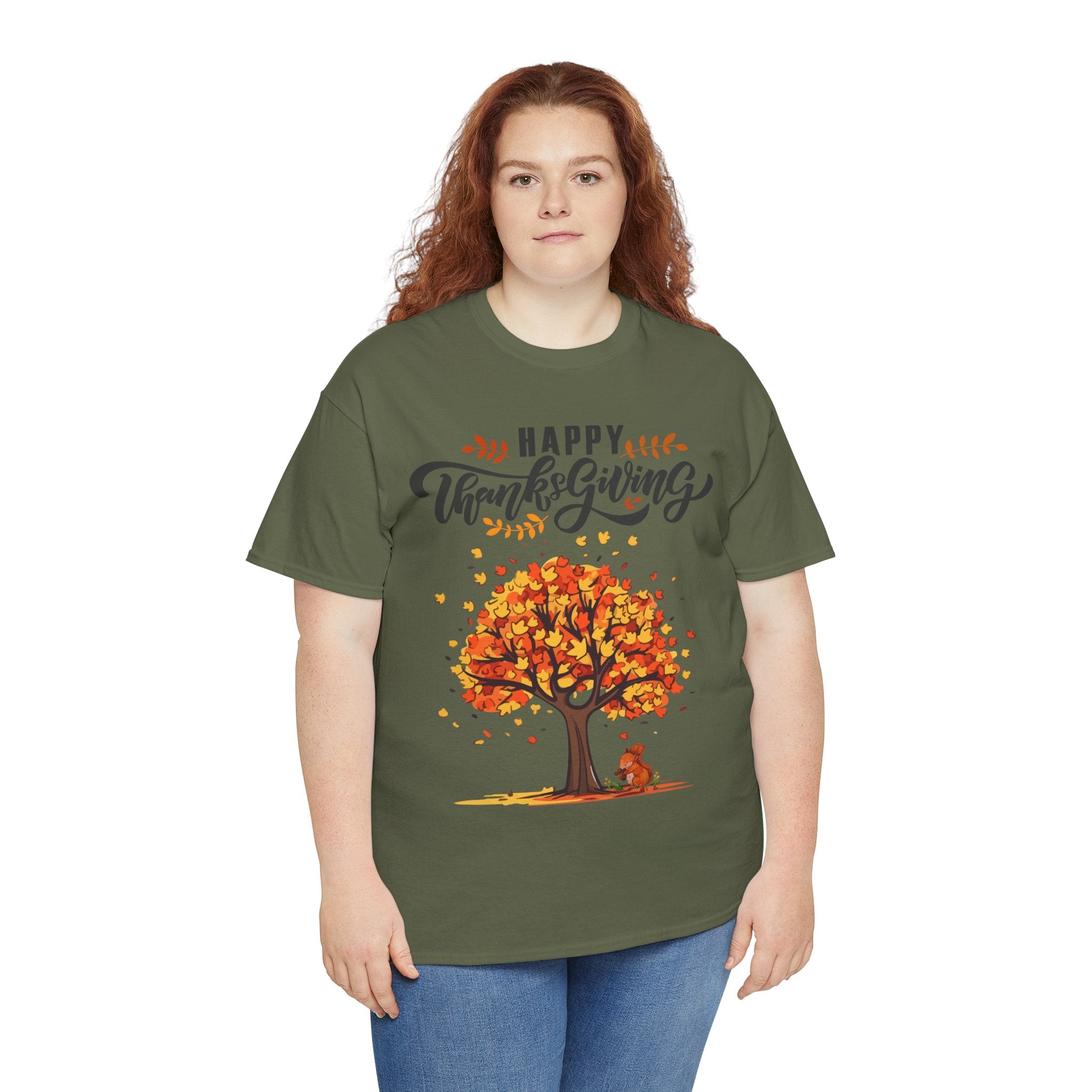 Happy Thanksgiving Tree Unisex Tee, Autumn Shirt, Holiday Apparel, Fall Fashion, Seasonal Gift