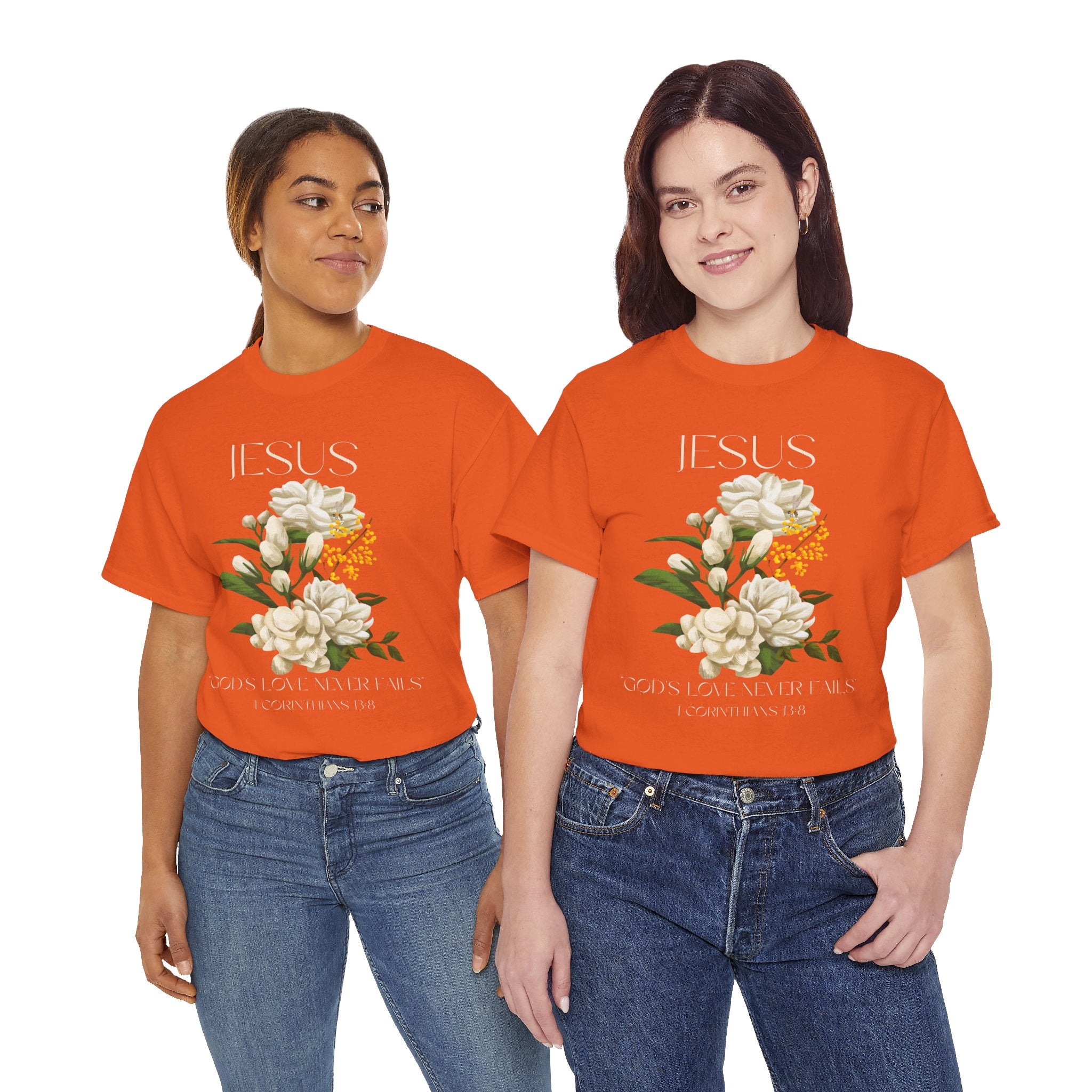 Floral Jesus-God's love never fails- Graphic Tee | Unisex Cotton T-Shirt for Faith & Inspiration, Ideal for Gifts, Casual Wear, Church Events, and Celebrations
