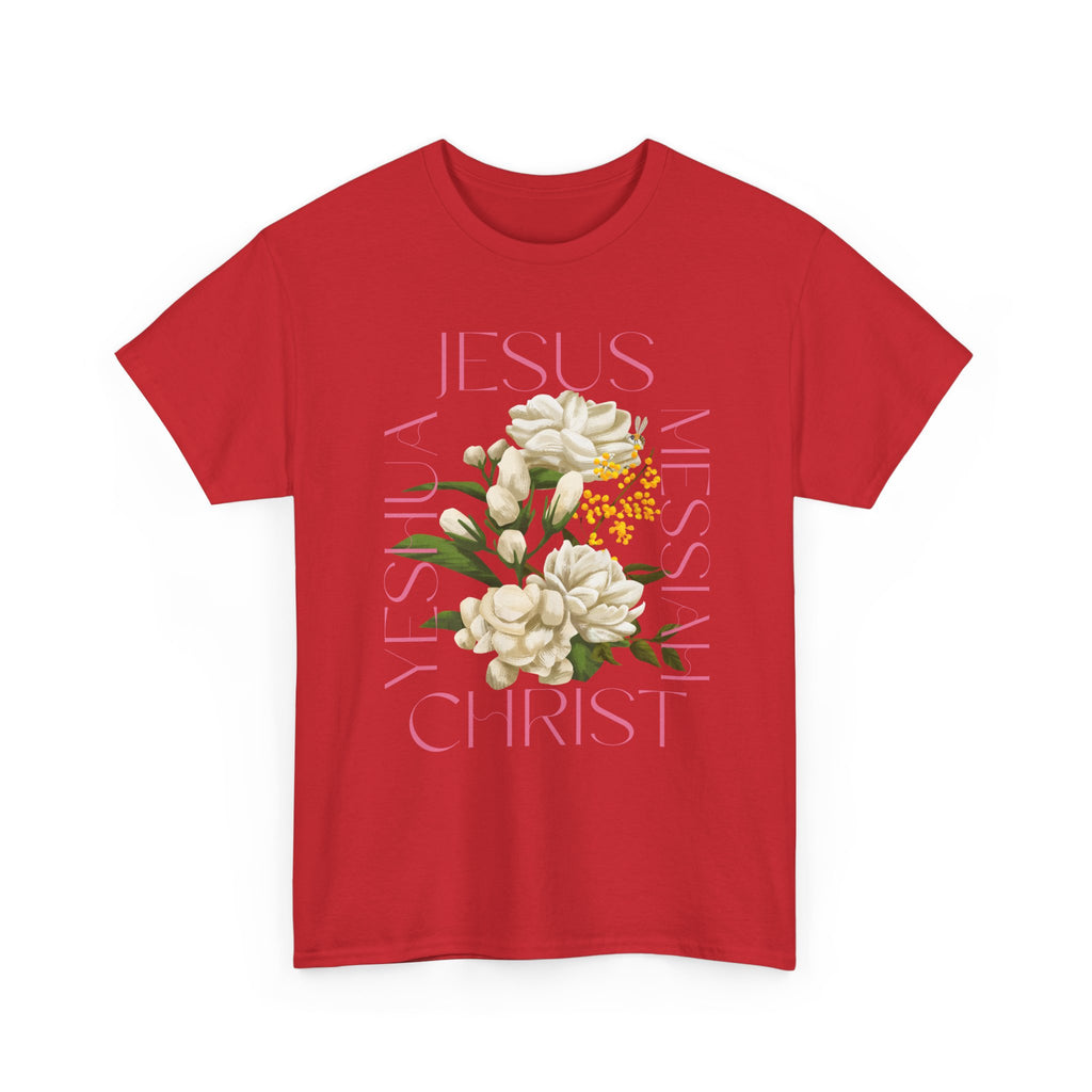 Floral Jesus Heavy Cotton Tee, Unisex T-Shirt, Christian Gift, Faith-Based Apparel, Religious Fashion, Inspirational Clothing