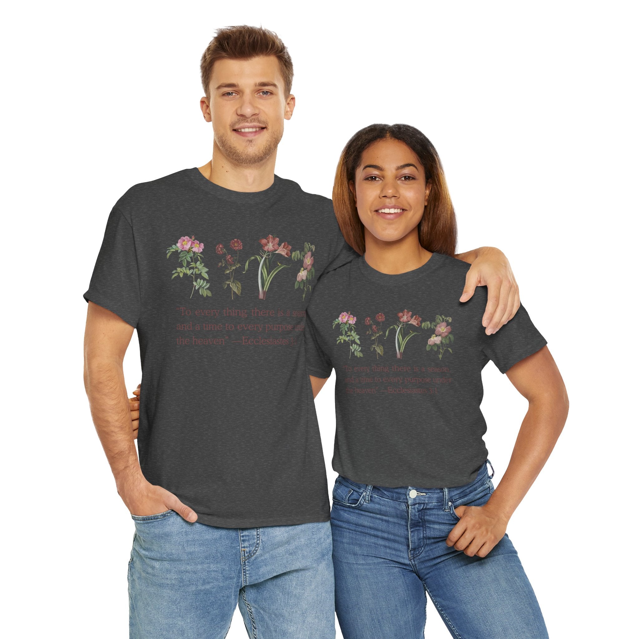 Christian -Biblical Inspirational Floral Quote Tee, Nature Lover Gift, Eco-Friendly Fashion, Casual Everyday Wear