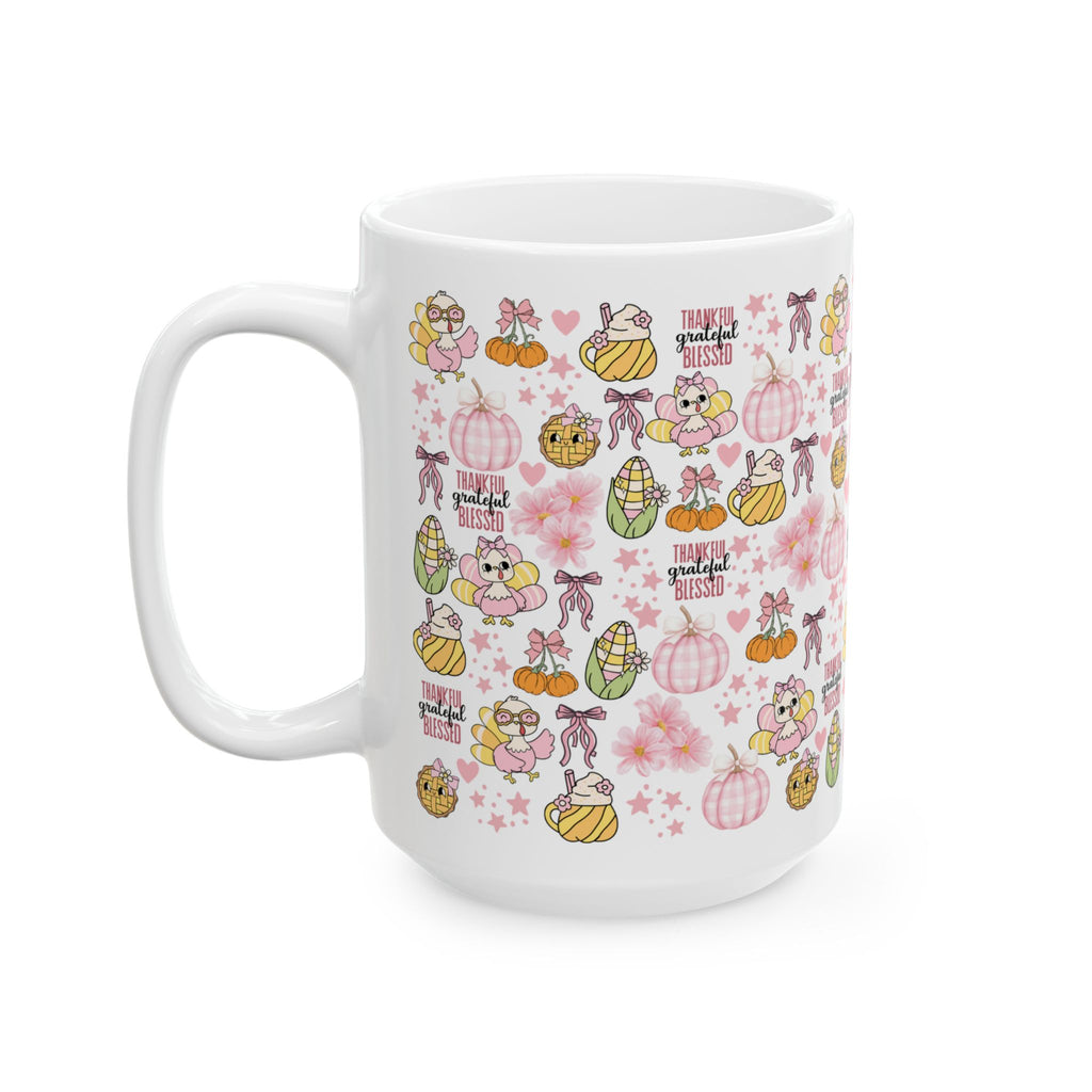 Thankful,Grateful and Blessed Ceramic Mug - Perfect for Fall Celebrations
