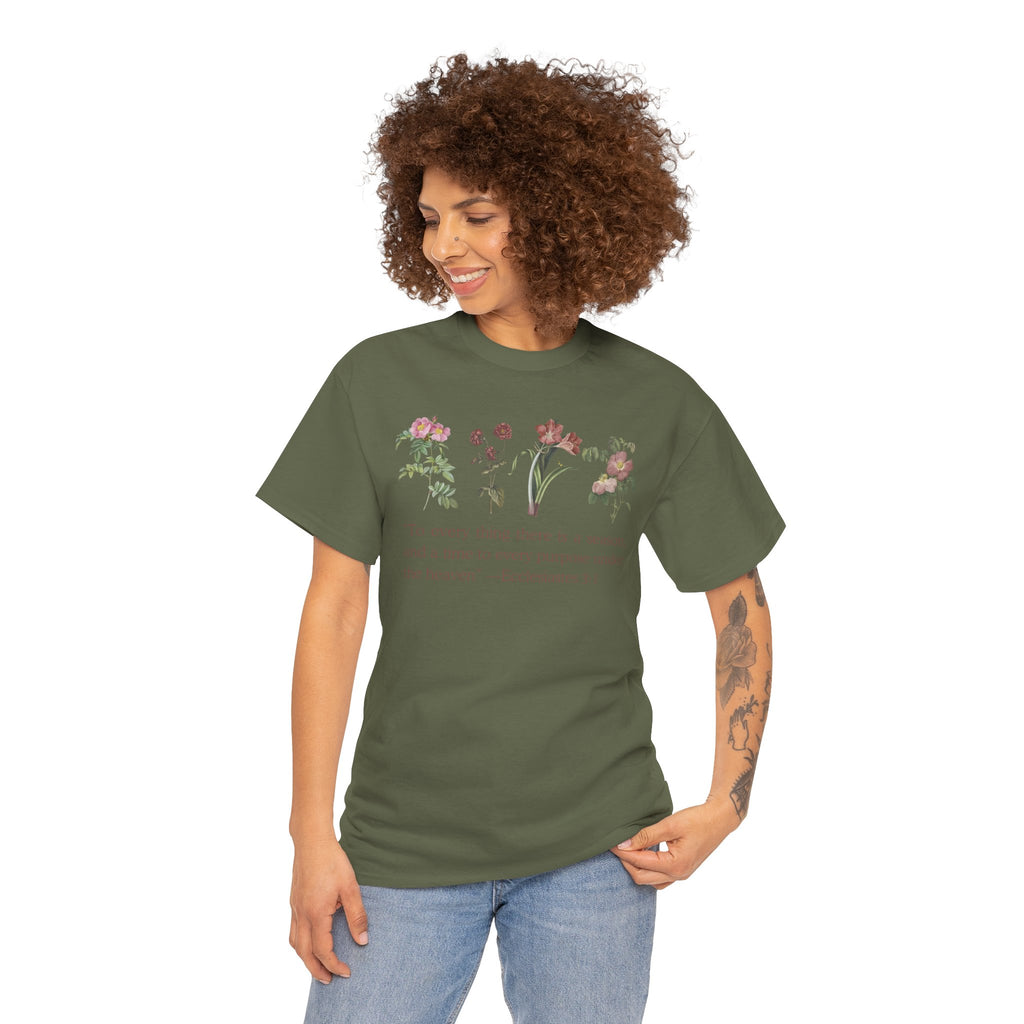 Christian -Biblical Inspirational Floral Quote Tee, Nature Lover Gift, Eco-Friendly Fashion, Casual Everyday Wear