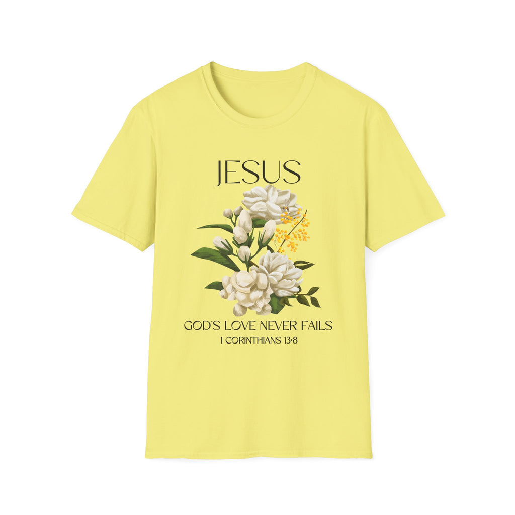 Jesus Floral Faith T-Shirt- Christian Graphic Tee, Inspirational Gift, Religious Apparel, Casualwear, Unisex
