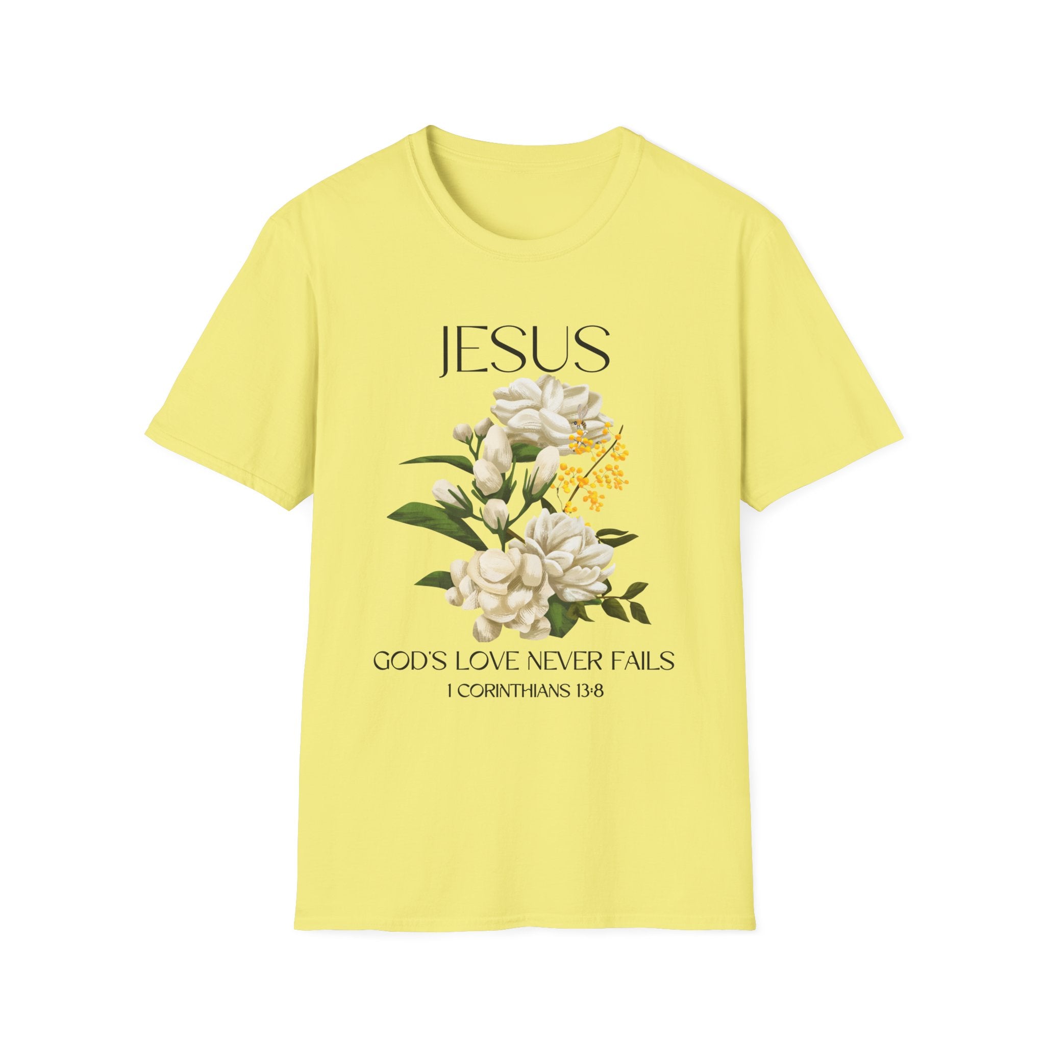 Jesus Floral Faith T-Shirt- Christian Graphic Tee, Inspirational Gift, Religious Apparel, Casualwear, Unisex
