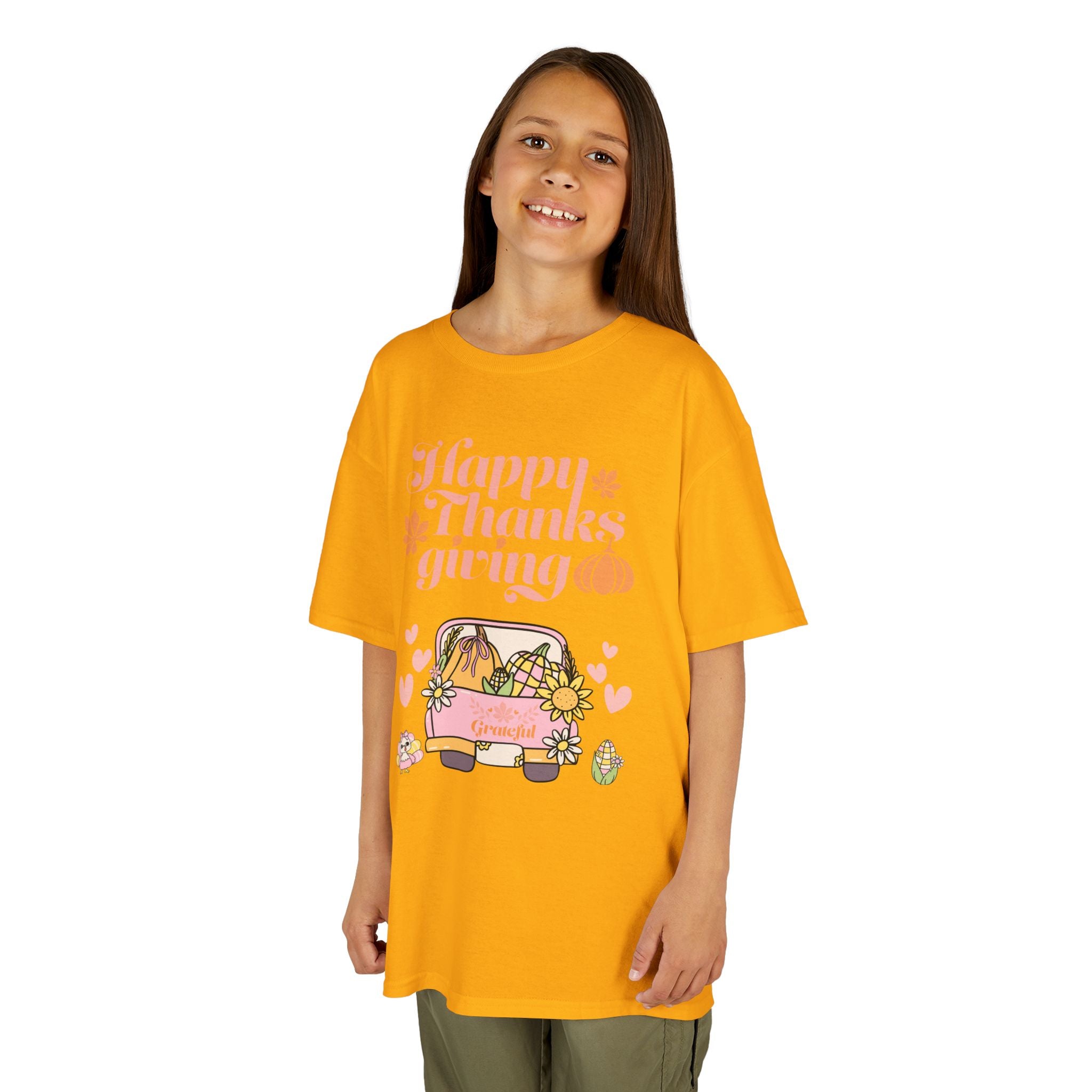 Happy Thanksgiving Kids Tee, Fall T-Shirt, Cute Pumpkin Shirt, Autumn Apparel, Kids Harvest Tee, Seasonal Kids Clothing