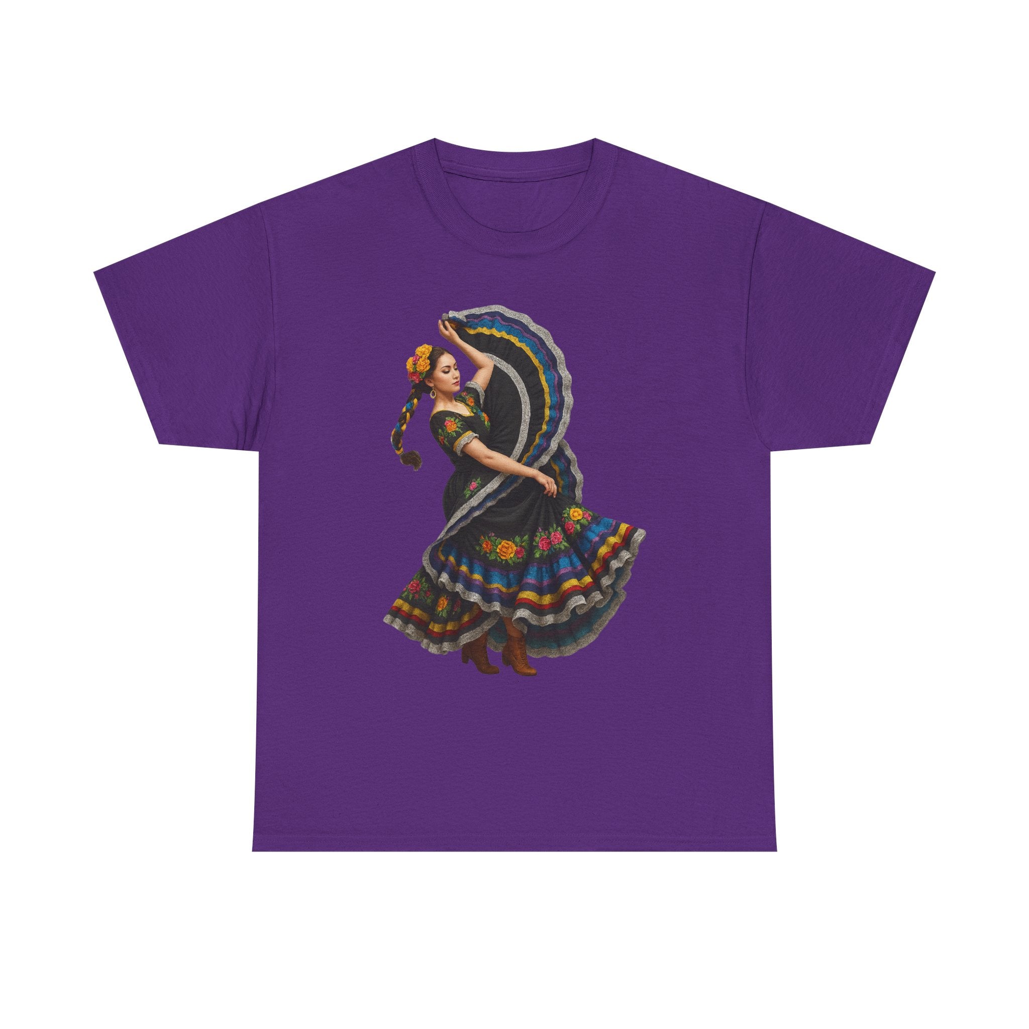Folklórico Cultural Dance Graphic Tee, Unisex Heavy Cotton T-Shirt, Festival Apparel, Bohemian Style Shirt, Gift for Dancers, Ethnic Art Tee