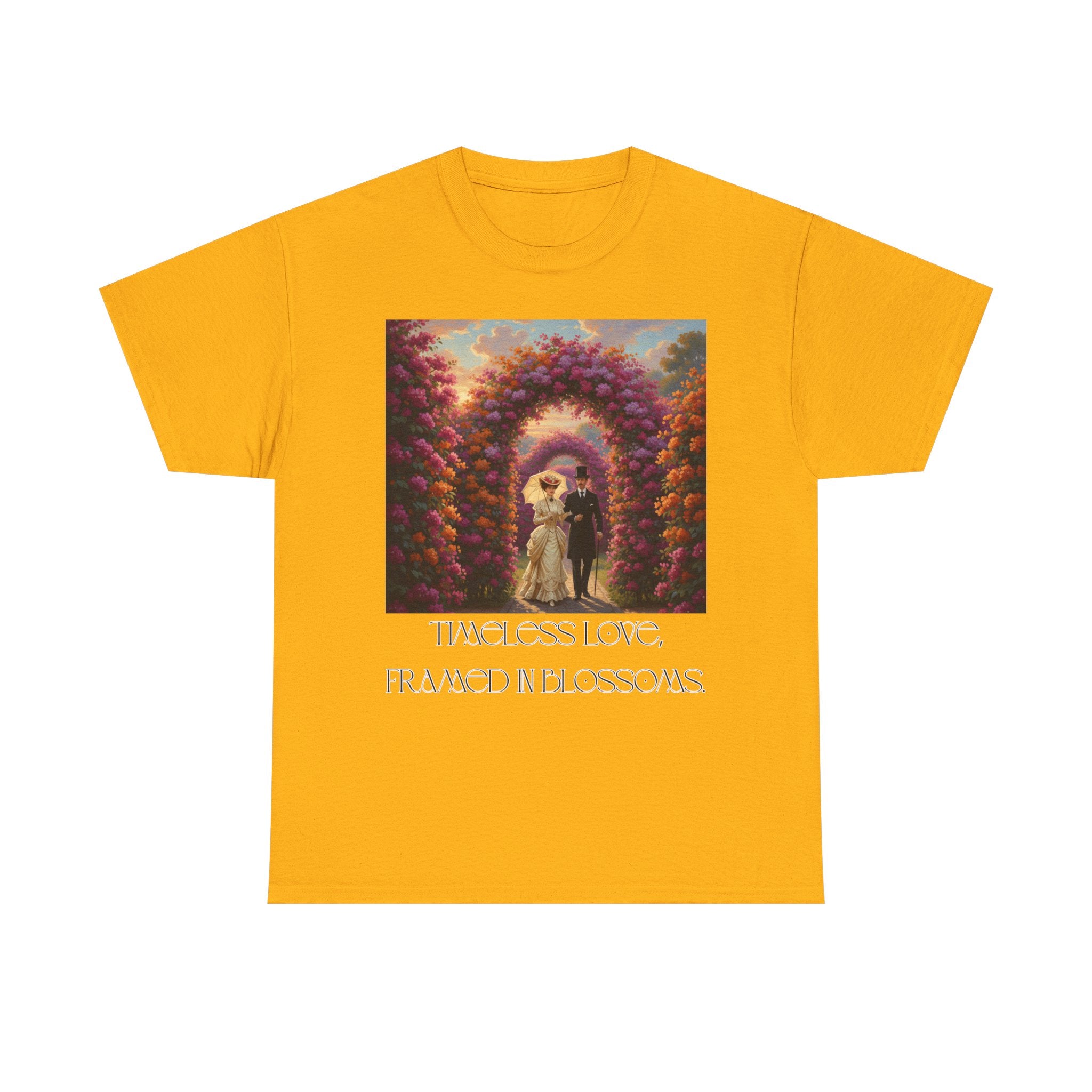 Whimsical Unisex Heavy Cotton Tee, Bohemian Vintage Shirt, Relaxed Fit Graphic Tee, Spring Flower T-Shirt, Casual Everyday Wear