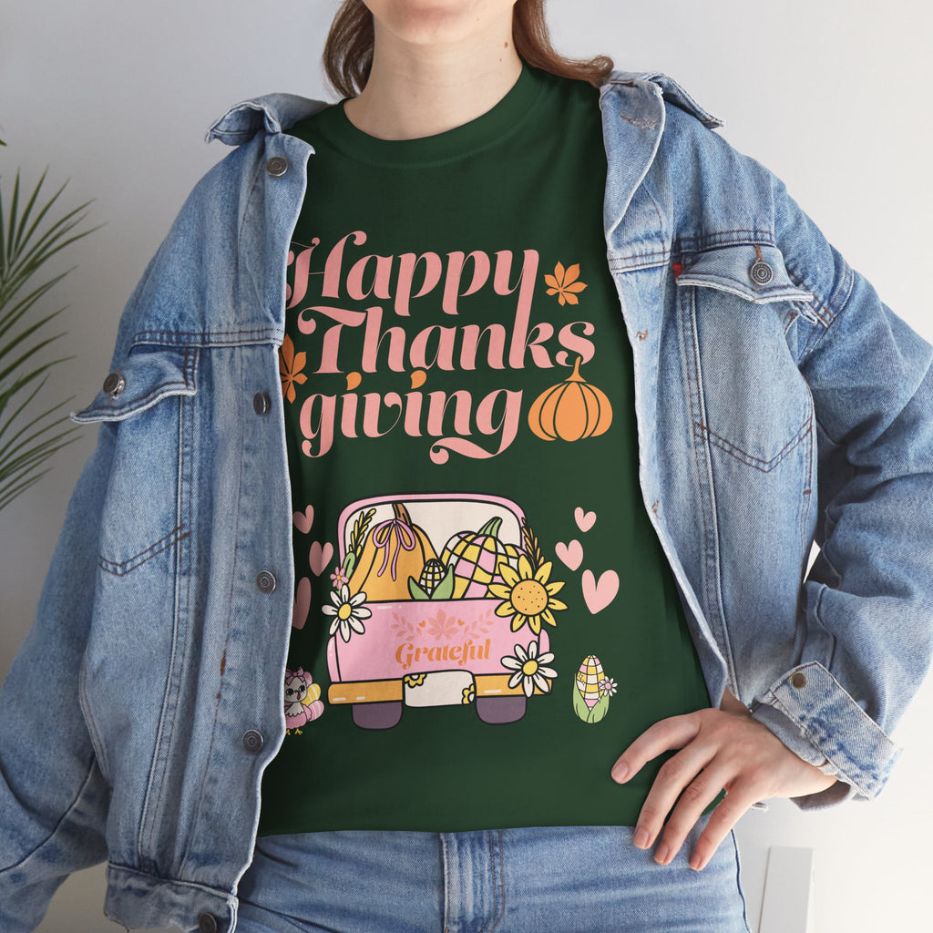 Happy Thanksgiving Unisex Tee | Cozy Autumn Shirt for Family Gatherings, Thanksgiving Celebration, Fall Fashion, Cute Gift Idea