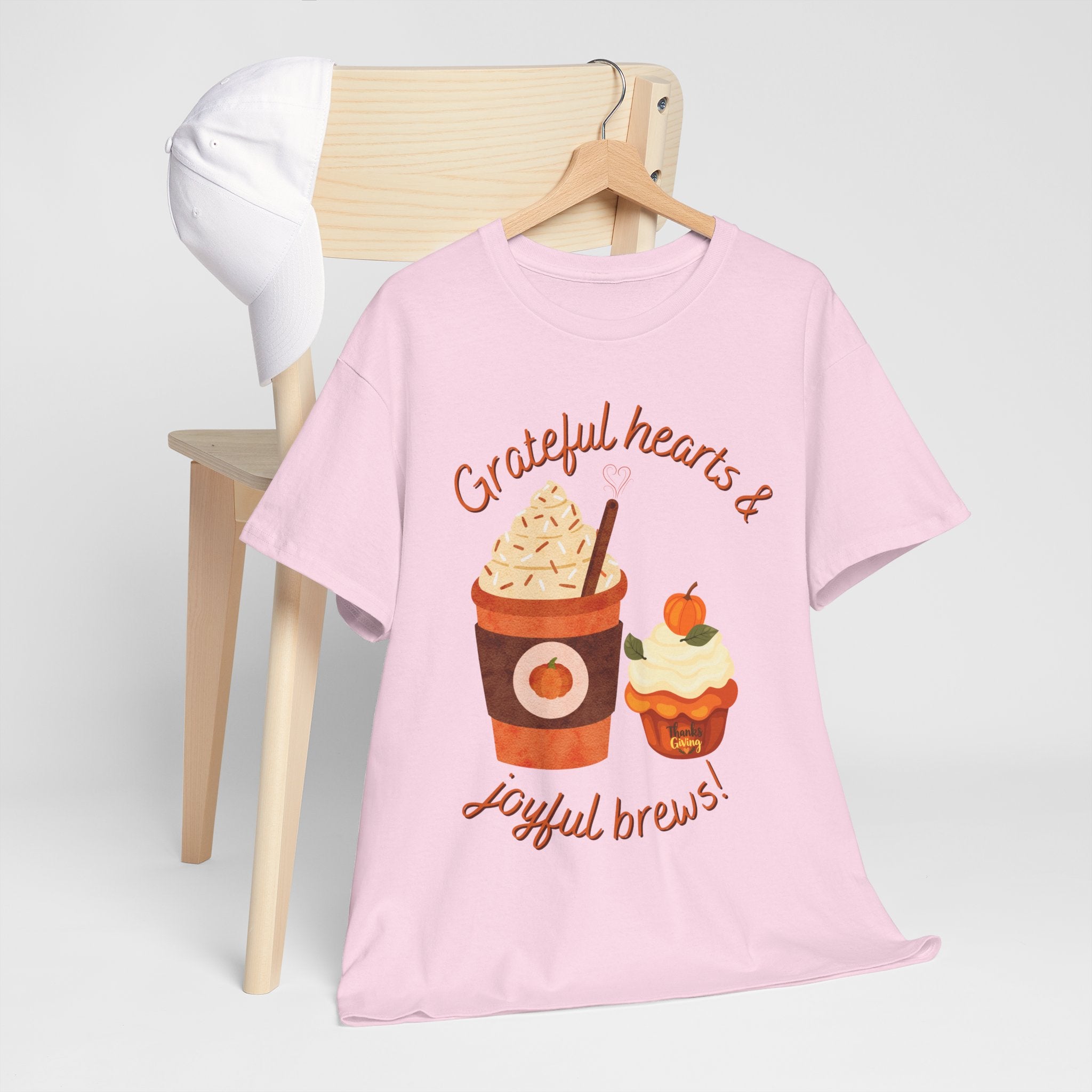 Happy Thanksgiving- Grateful Hearts & Joyful Brews Tee, Unisex Cotton Shirt, Coffee Lovers Gift, Casual Wear, Cute Tee for Celebrations, Fall Fashion