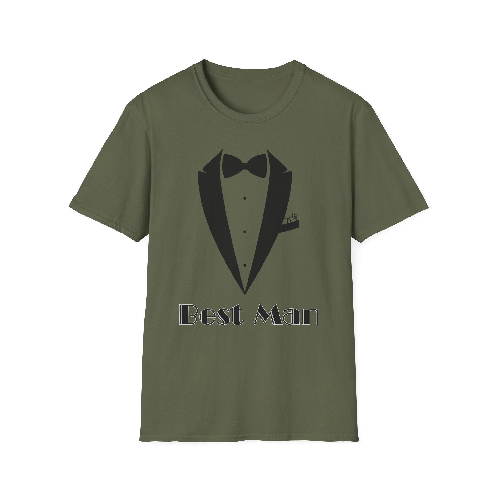 Best Man T-Shirt, Stylish Groom Attire, Wedding Gift for Him, Casual Event Shirt, Unisex Tuxedo Tee, Matching Groomsmen Apparel