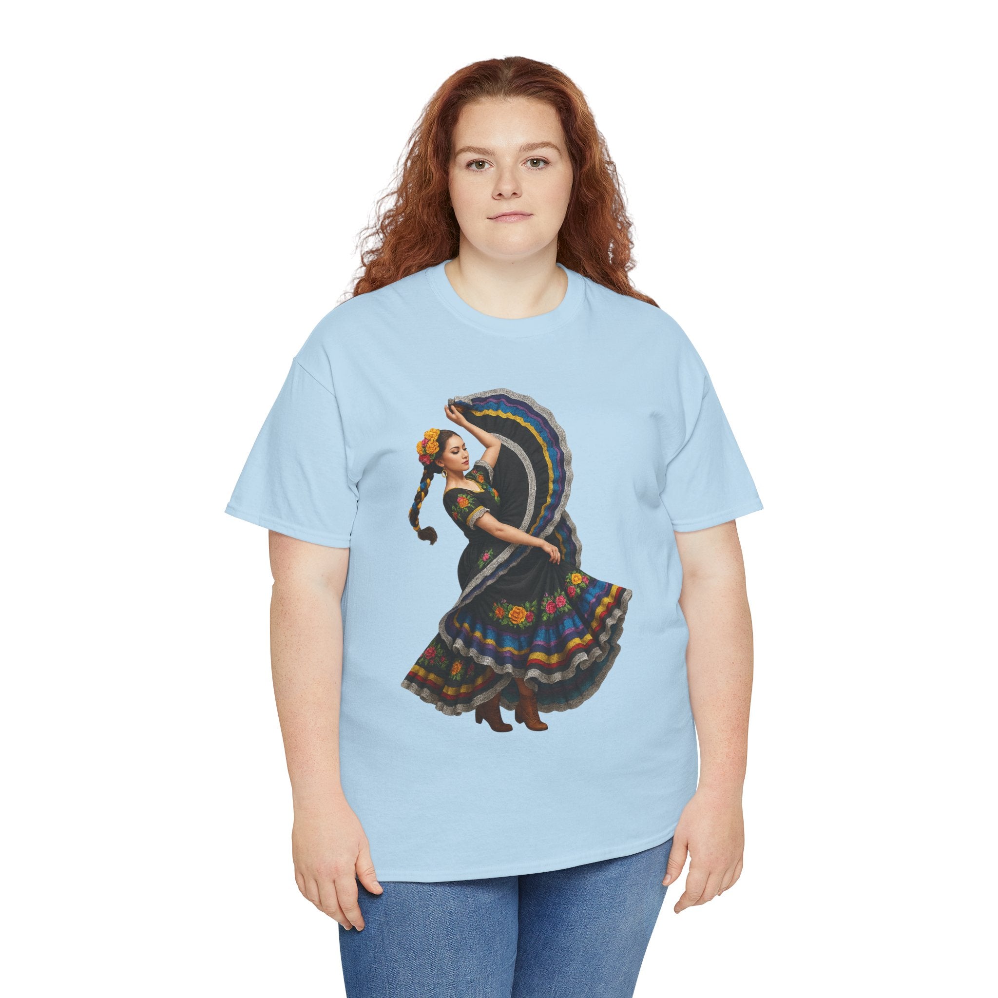Folklórico Cultural Dance Graphic Tee, Unisex Heavy Cotton T-Shirt, Festival Apparel, Bohemian Style Shirt, Gift for Dancers, Ethnic Art Tee
