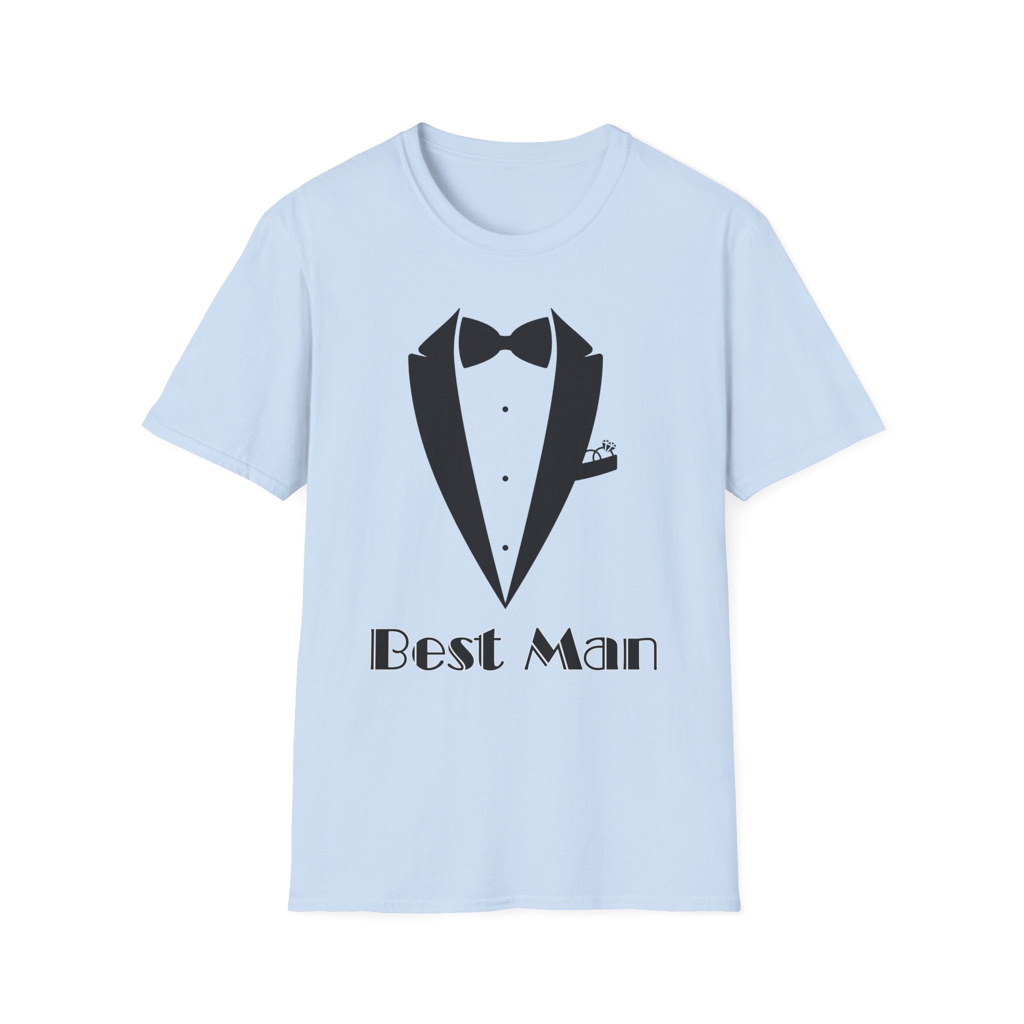 Best Man T-Shirt, Stylish Groom Attire, Wedding Gift for Him, Casual Event Shirt, Unisex Tuxedo Tee, Matching Groomsmen Apparel