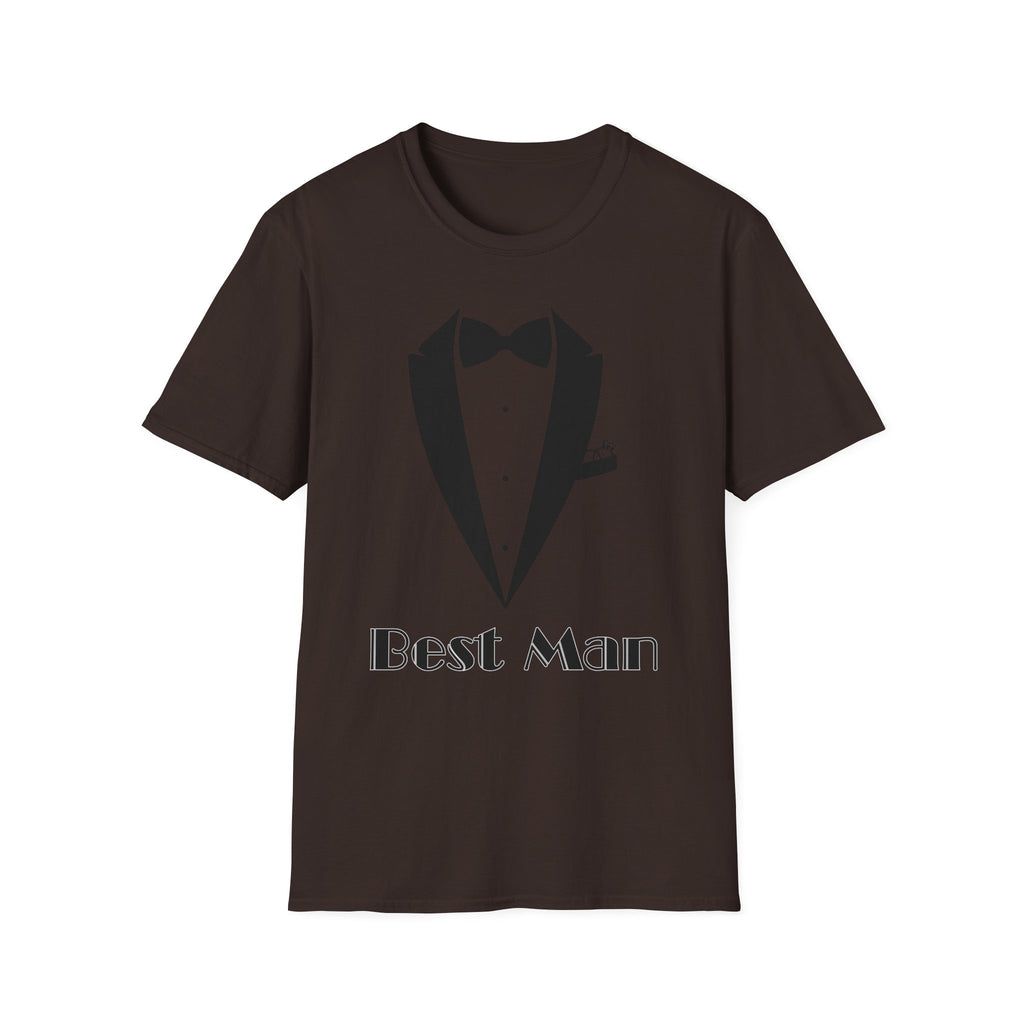 Best Man T-Shirt, Stylish Groom Attire, Wedding Gift for Him, Casual Event Shirt, Unisex Tuxedo Tee, Matching Groomsmen Apparel
