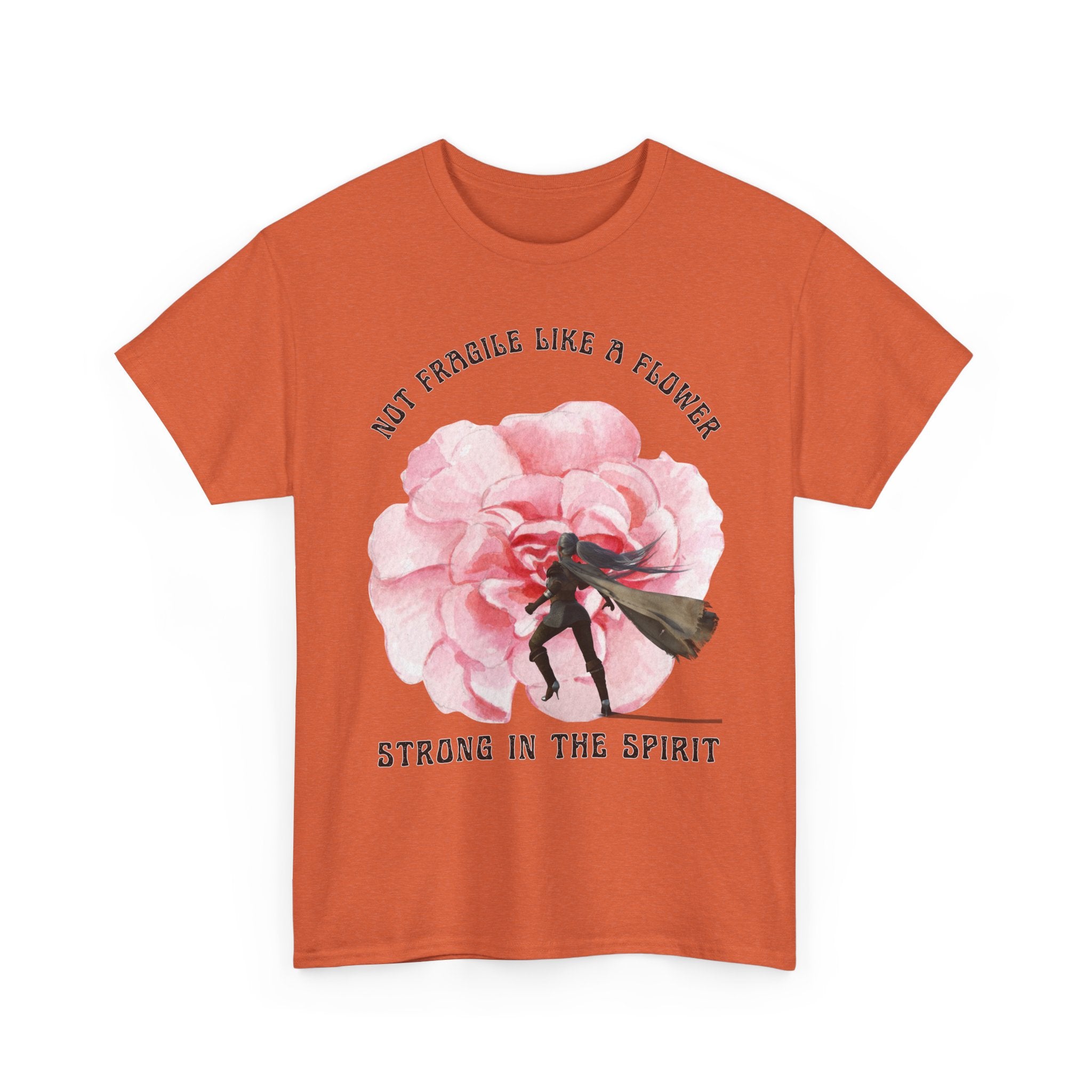 Unisex Heavy Cotton Tee with Empowering Floral Design, Inspirational T-Shirt, Gift for Her, Self-Care Shirt, Women's Day Apparel
