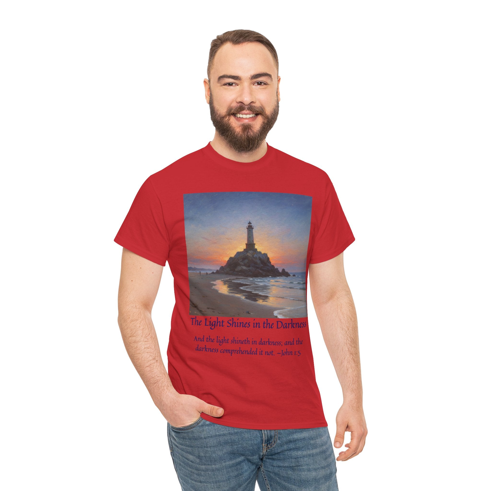 Light in Darkness Unisex Cotton Tee-inspired by Monet, Inspirational Shirt, Bible Verse Tee, Faith-Based Apparel, Perfect Gift for All Occasions