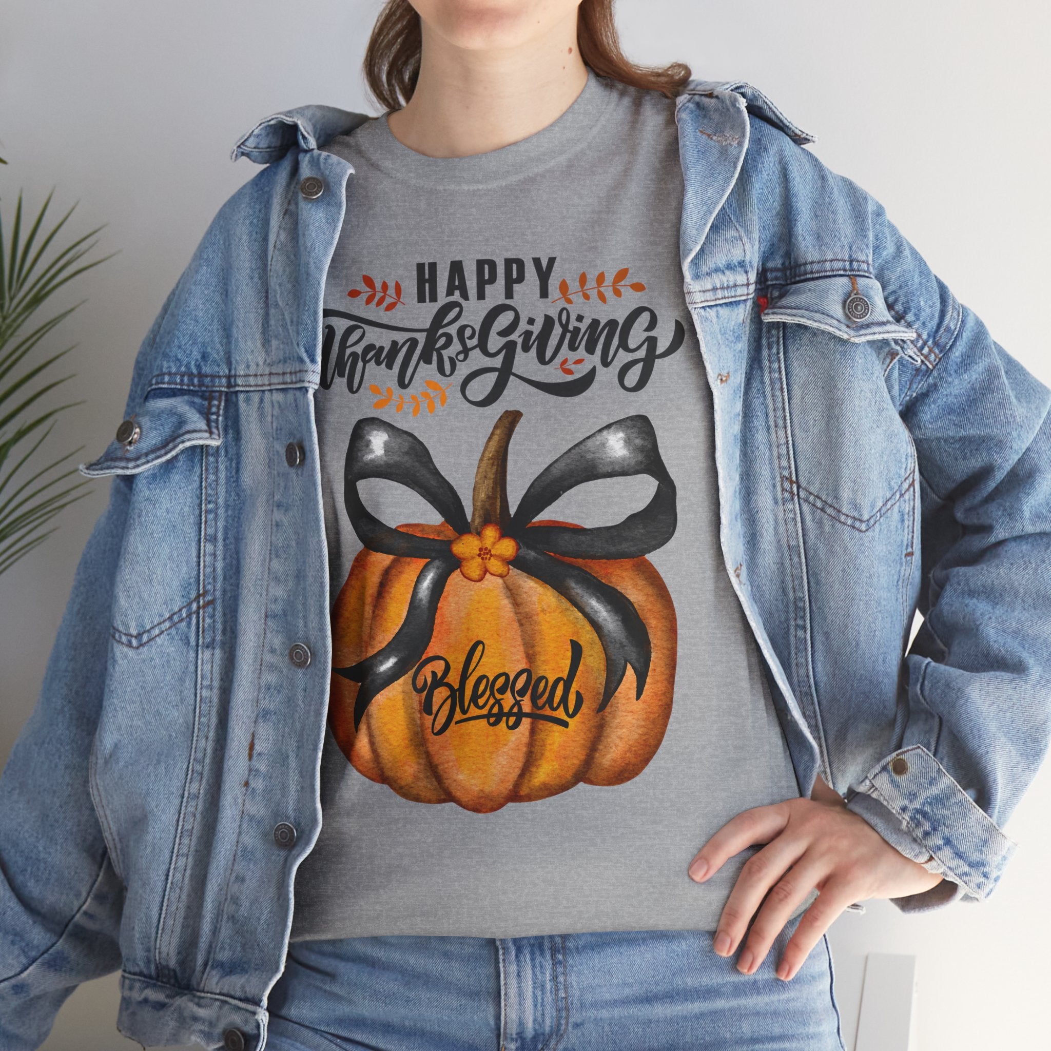 Thanksgiving Pumpkin Tee - Happy Thanksgiving, Blessed Shirt, Fall Apparel, Unisex Cotton Tee, Holiday Gift