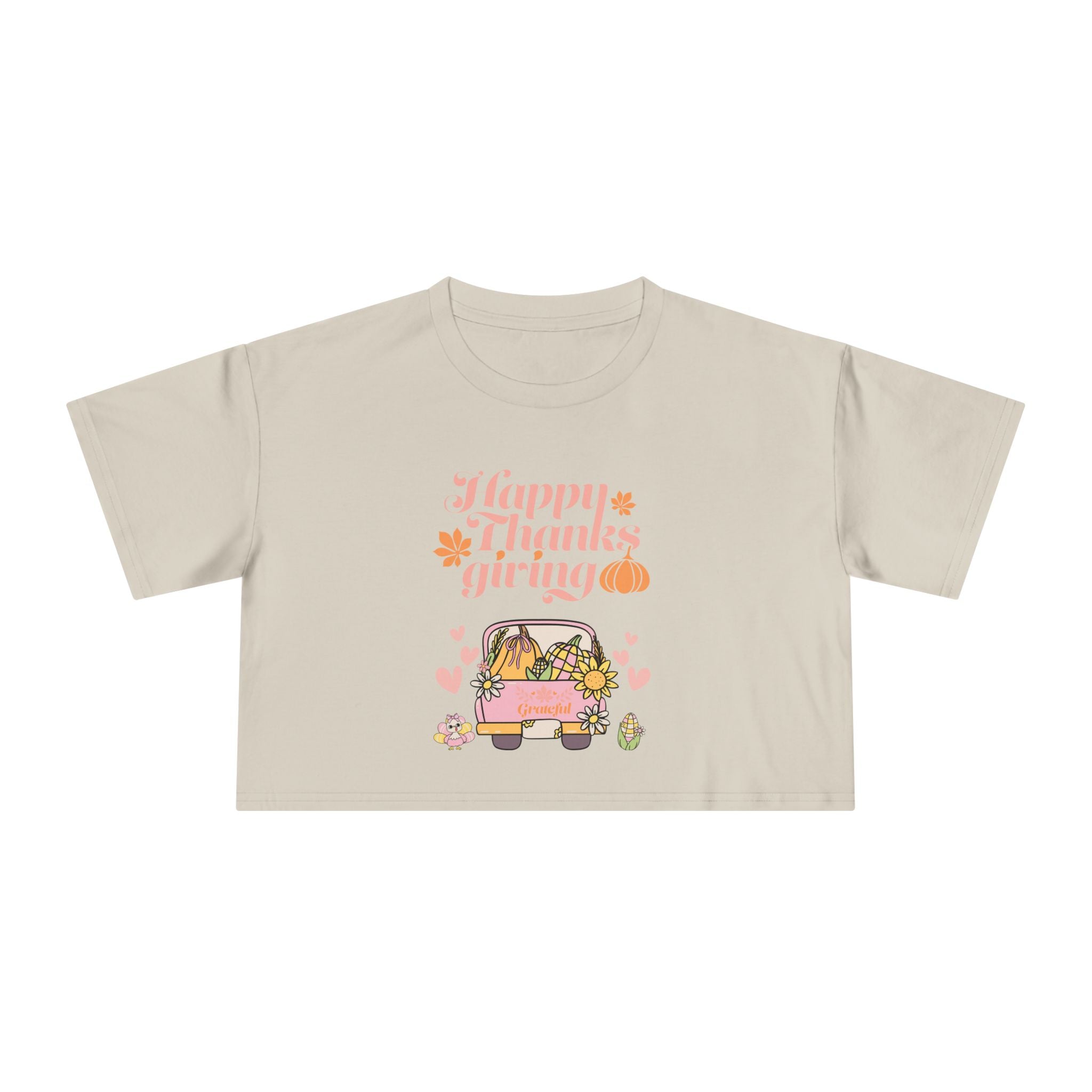 Thanksgiving Women's Crop Tee, Casual T-Shirt, Fall Fashion, Thanksgiving Gift, Cute Thanksgiving Apparel