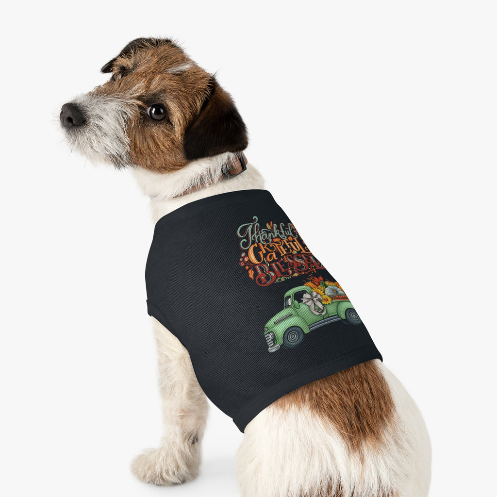 Thankful Pet Tank Top | Grateful & Blessed | Fall Dog Apparel | Cute Pet Outfit | Pumpkin Theme | Autumn Dog Clothing