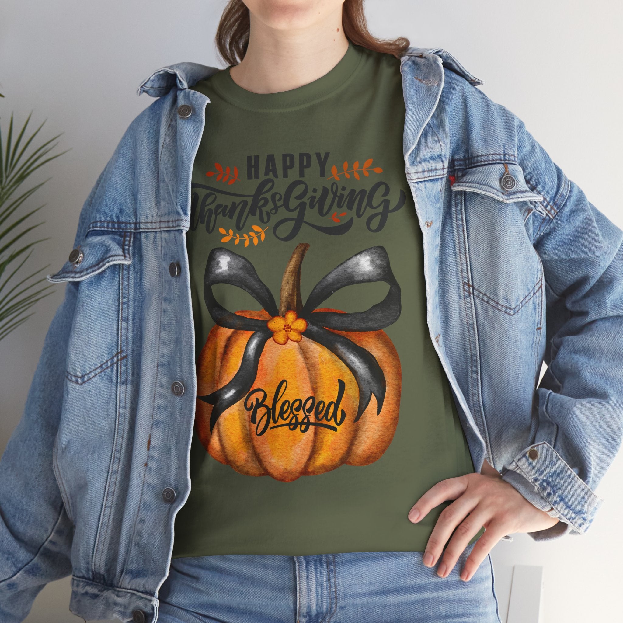 Thanksgiving Pumpkin Tee - Happy Thanksgiving, Blessed Shirt, Fall Apparel, Unisex Cotton Tee, Holiday Gift