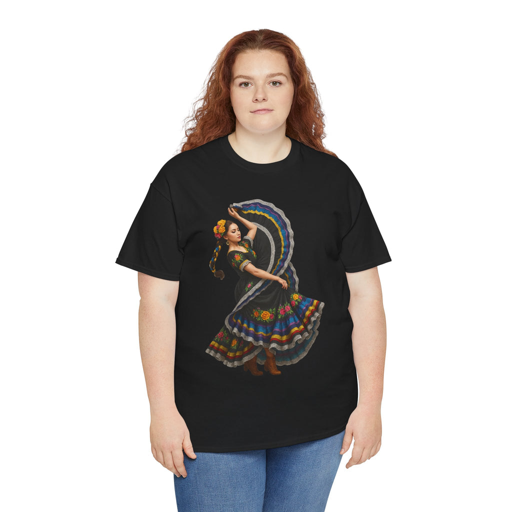 Folklórico Cultural Dance Graphic Tee, Unisex Heavy Cotton T-Shirt, Festival Apparel, Bohemian Style Shirt, Gift for Dancers, Ethnic Art Tee