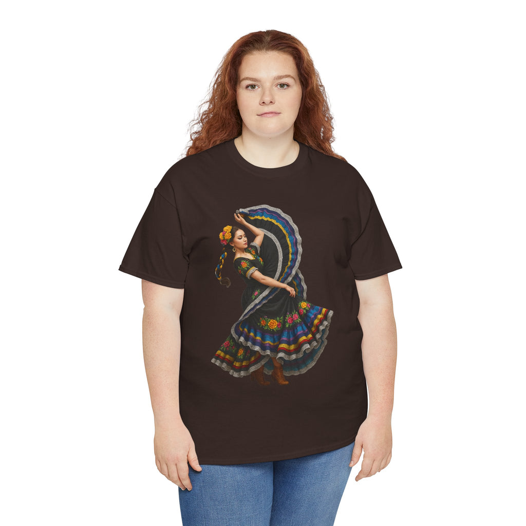 Folklórico Cultural Dance Graphic Tee, Unisex Heavy Cotton T-Shirt, Festival Apparel, Bohemian Style Shirt, Gift for Dancers, Ethnic Art Tee