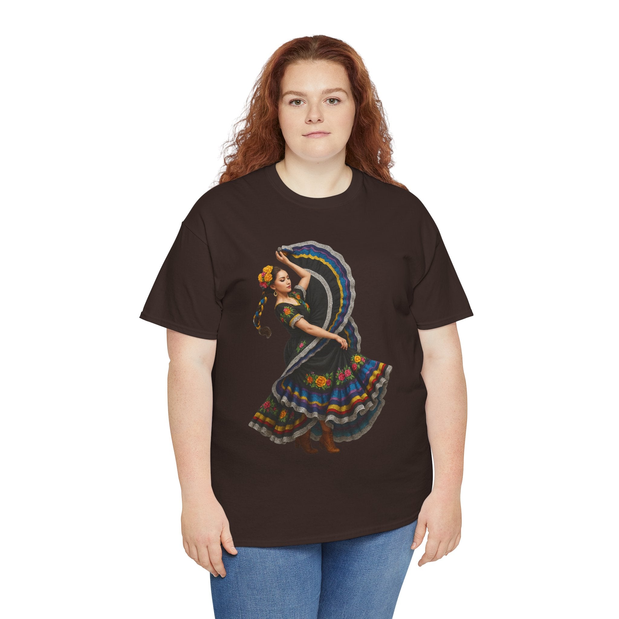 Folklórico Cultural Dance Graphic Tee, Unisex Heavy Cotton T-Shirt, Festival Apparel, Bohemian Style Shirt, Gift for Dancers, Ethnic Art Tee