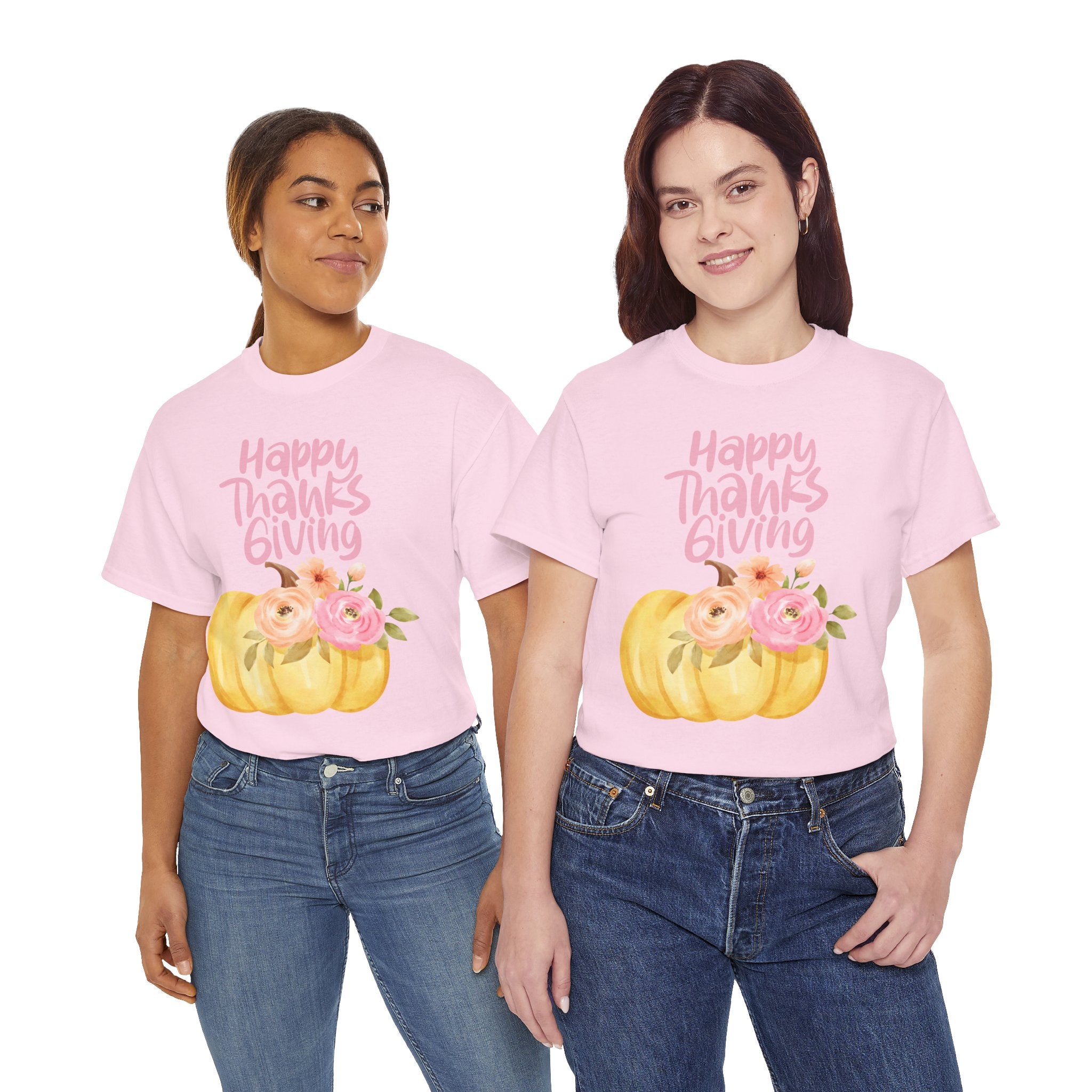 Thanksgiving Floral Tee, Holiday Shirt, Fall Fashion, Gifts for Her, Pumpkin T-Shirt, Autumn Apparel, Friendsgiving Outfit