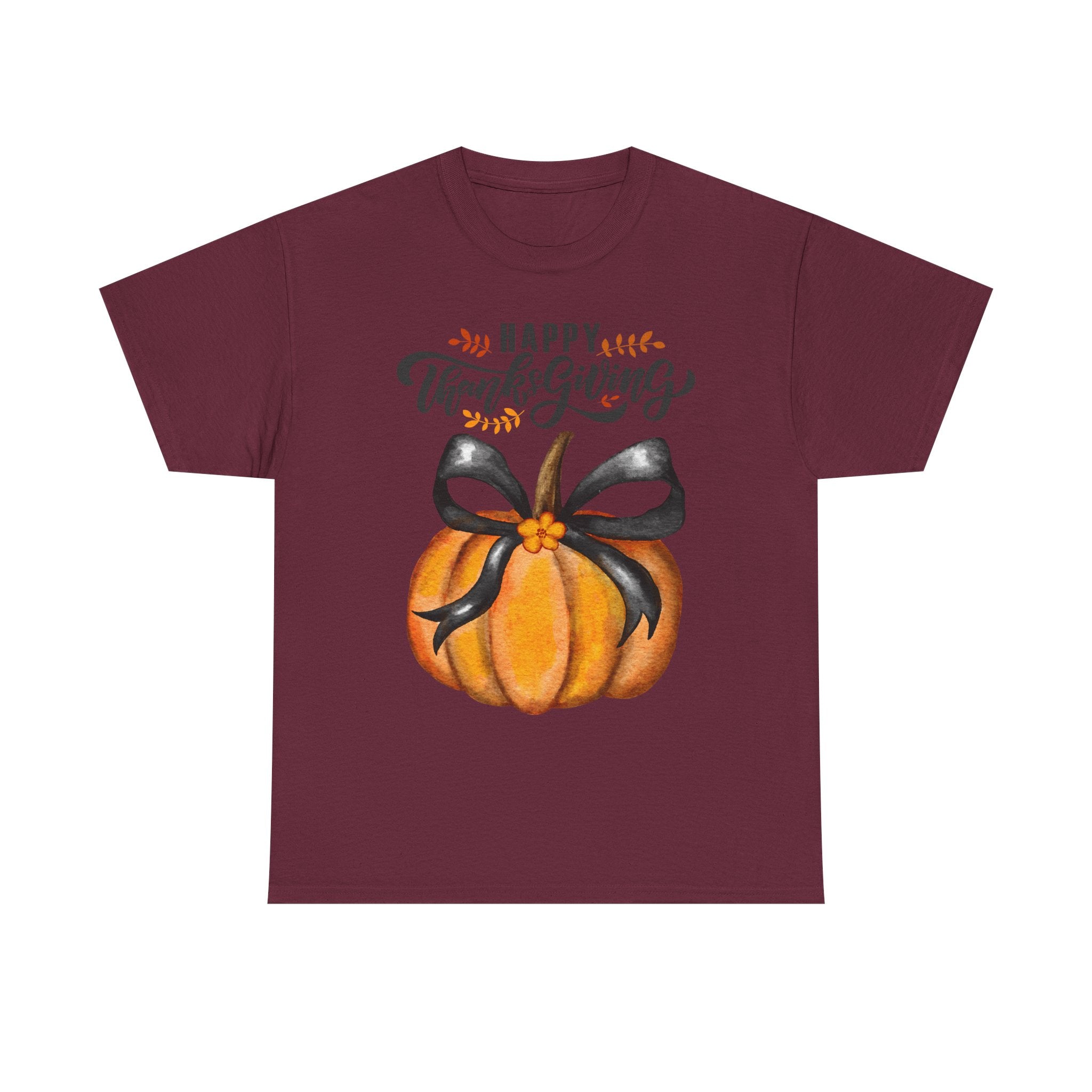 Thanksgiving Pumpkin Tee, Unisex Heavy Cotton T-Shirt, Fall Shirt, Autumn Fashion, Gift for Thanksgiving, Seasonal Apparel