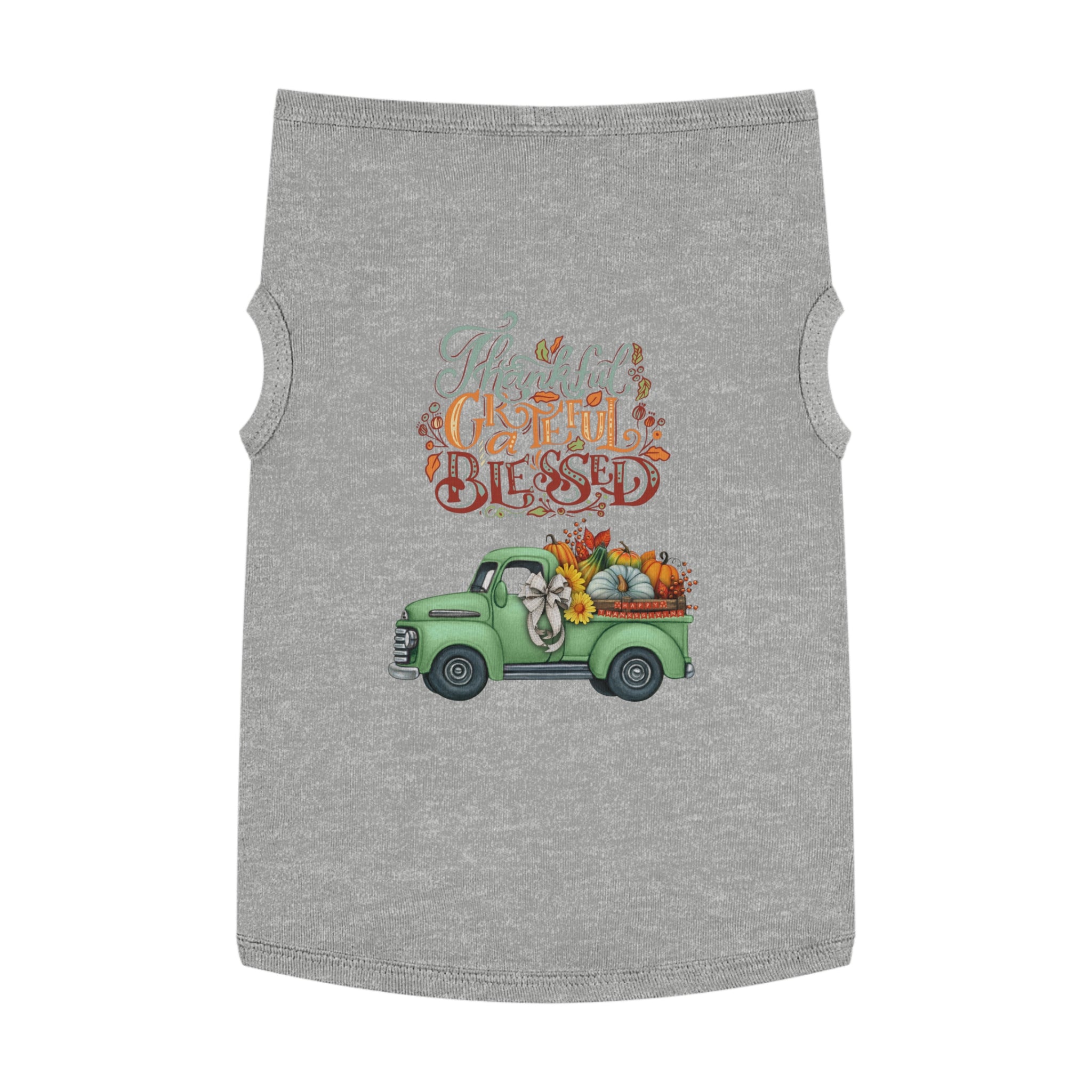 Thankful Pet Tank Top | Grateful & Blessed | Fall Dog Apparel | Cute Pet Outfit | Pumpkin Theme | Autumn Dog Clothing