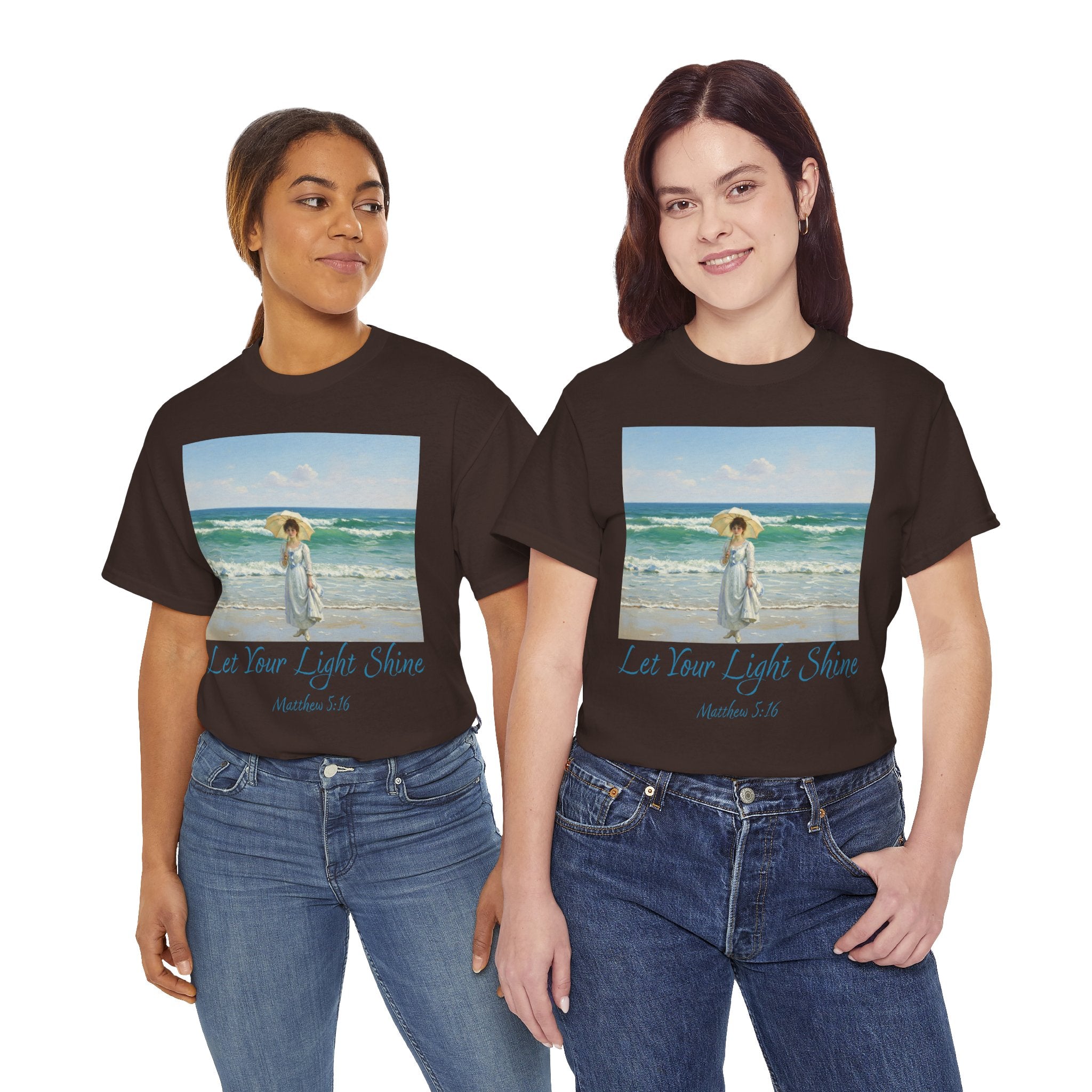 Let Your Light Shine- A Figure with a Parasol-Monet Style- Unisex Cotton Tee, Beach Vibes Shirt, Inspirational Summer Tee, Casual Gift for Her, Perfect for Days at the Shore