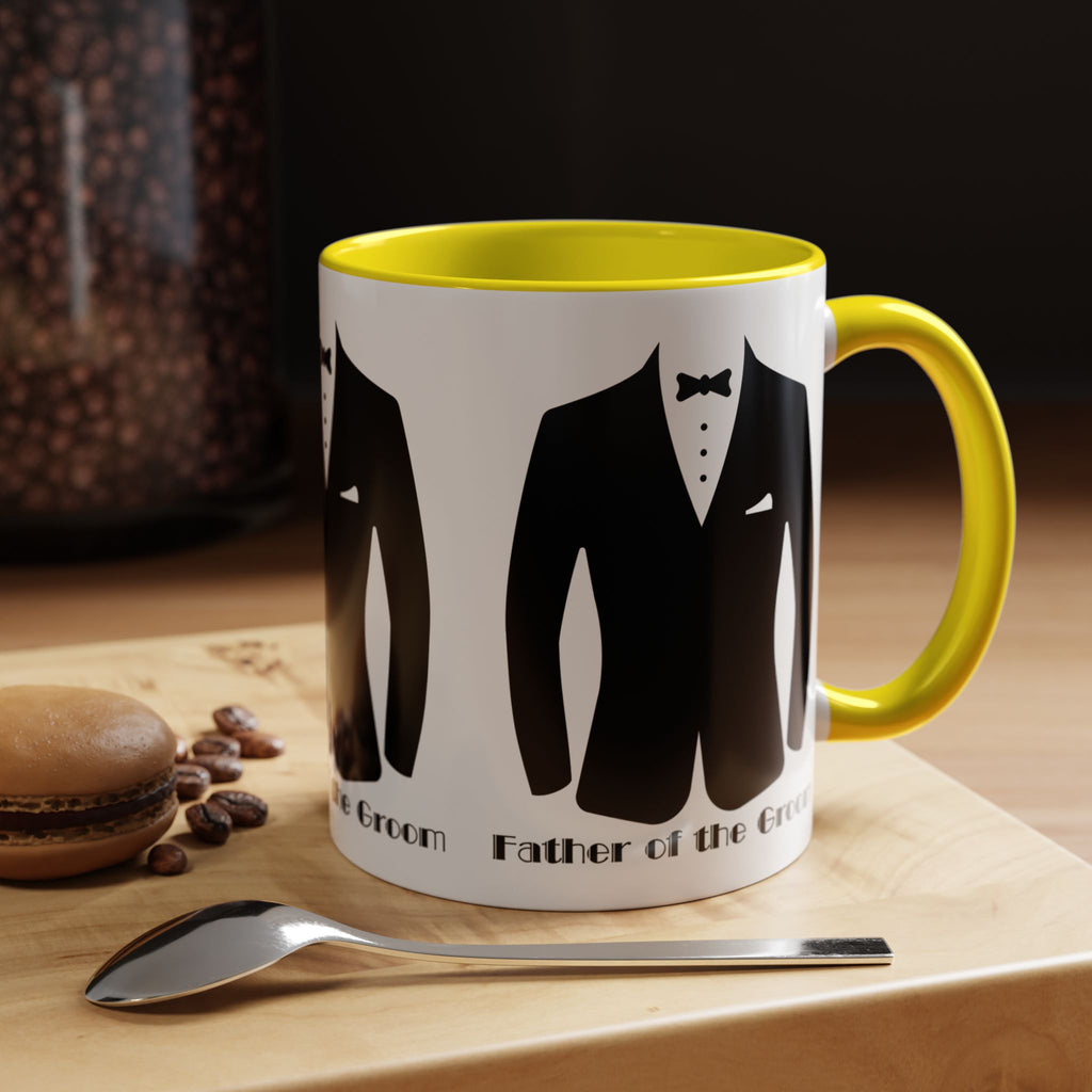 Father of the Groom Accent Coffee Mug 11/15 oz- Perfect Groomsmen Gift, Wedding Keepsake, Stylish Drinkware, Unique Wedding Favor