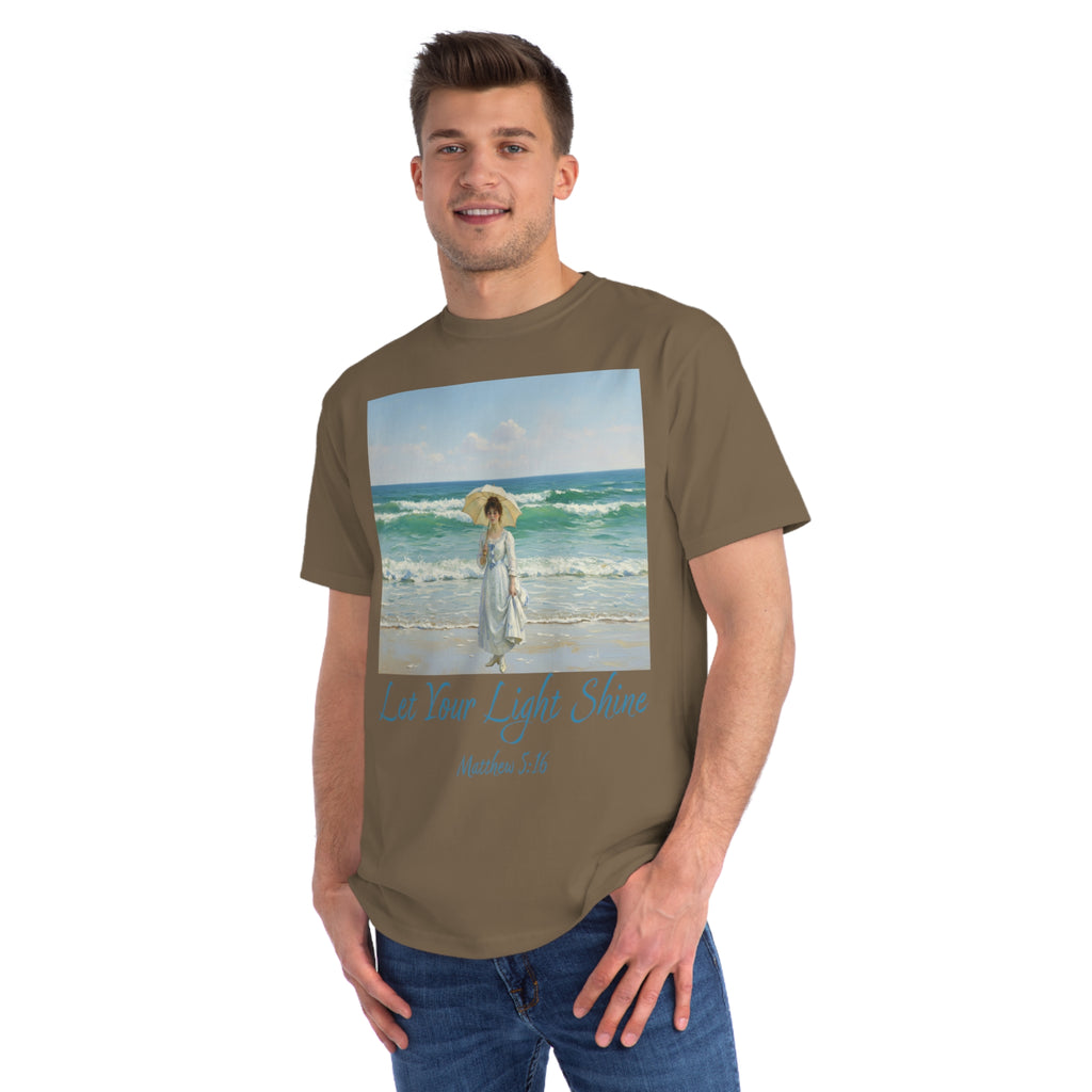 Organic Unisex Classic T-Shirt - Inspirational Beach Art, Let Your Light Shine Design-Figure with a Parasol- Monet Style, Perfect Gift for Ocean Lovers, Casual Wear, [...]