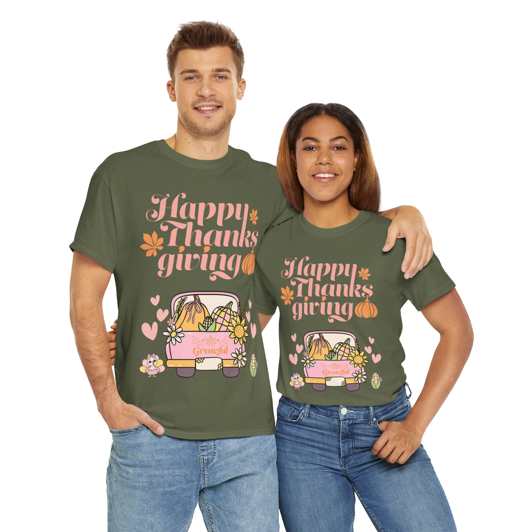 Happy Thanksgiving Unisex Tee | Cozy Autumn Shirt for Family Gatherings, Thanksgiving Celebration, Fall Fashion, Cute Gift Idea