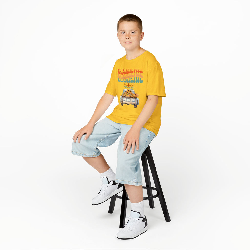 Thankful Kids Tee | Cute Autumn T-Shirt | Thanksgiving Gift | Kids Holiday Wear | Family Gathering Apparel