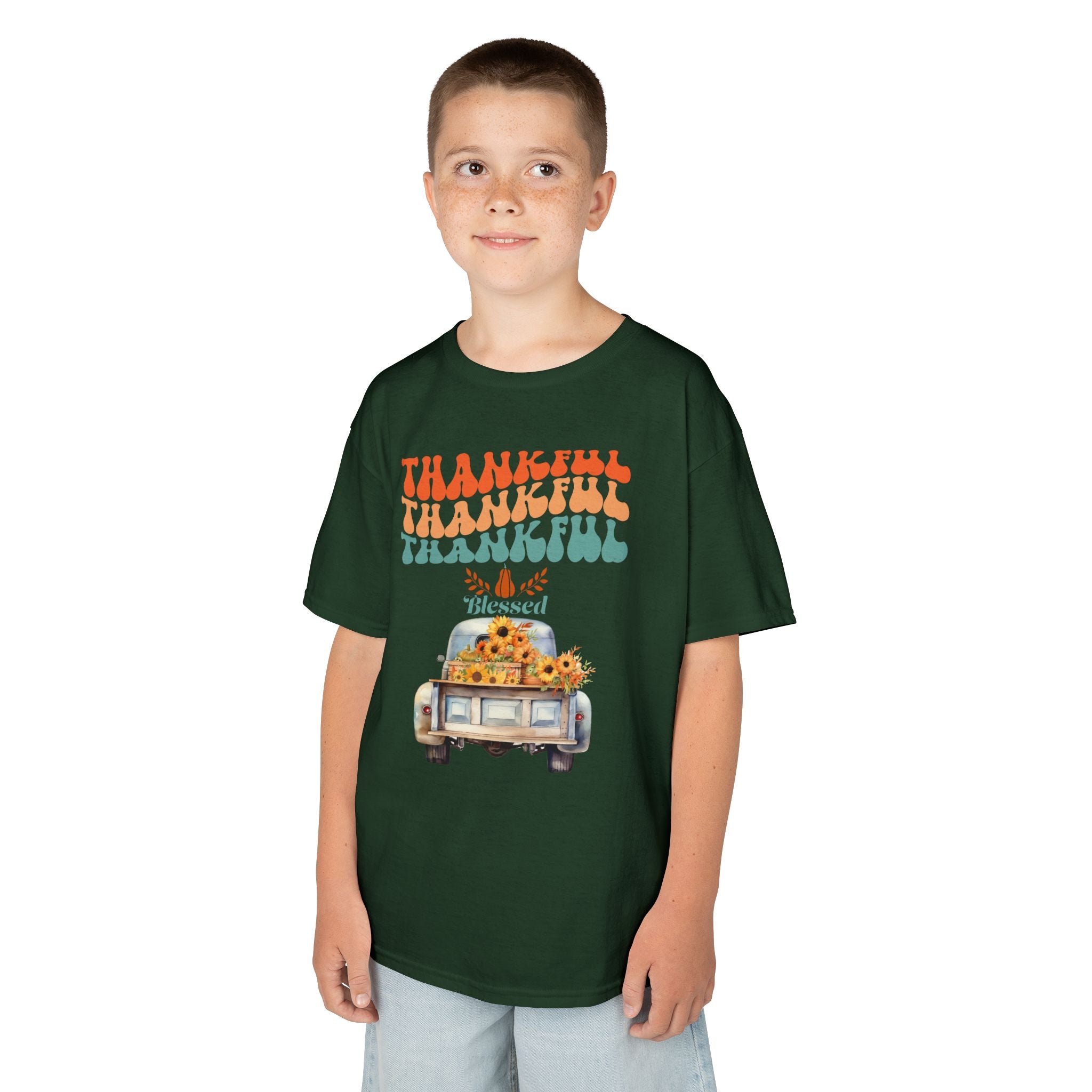 Thankful Kids Tee | Cute Autumn T-Shirt | Thanksgiving Gift | Kids Holiday Wear | Family Gathering Apparel