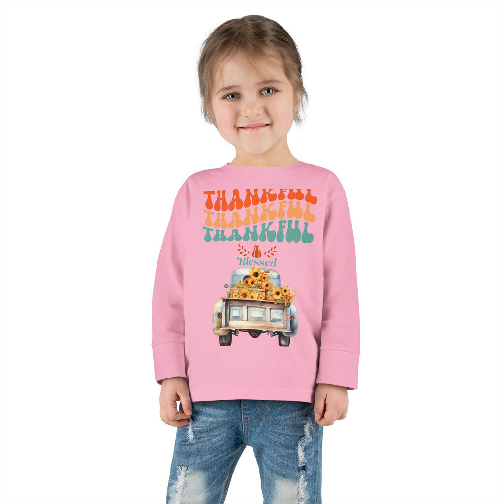 Thankful Toddler Long Sleeve Tee - Perfect for Fall Celebrations, Family Gatherings, Thanksgiving, Everyday Wear, Gifts